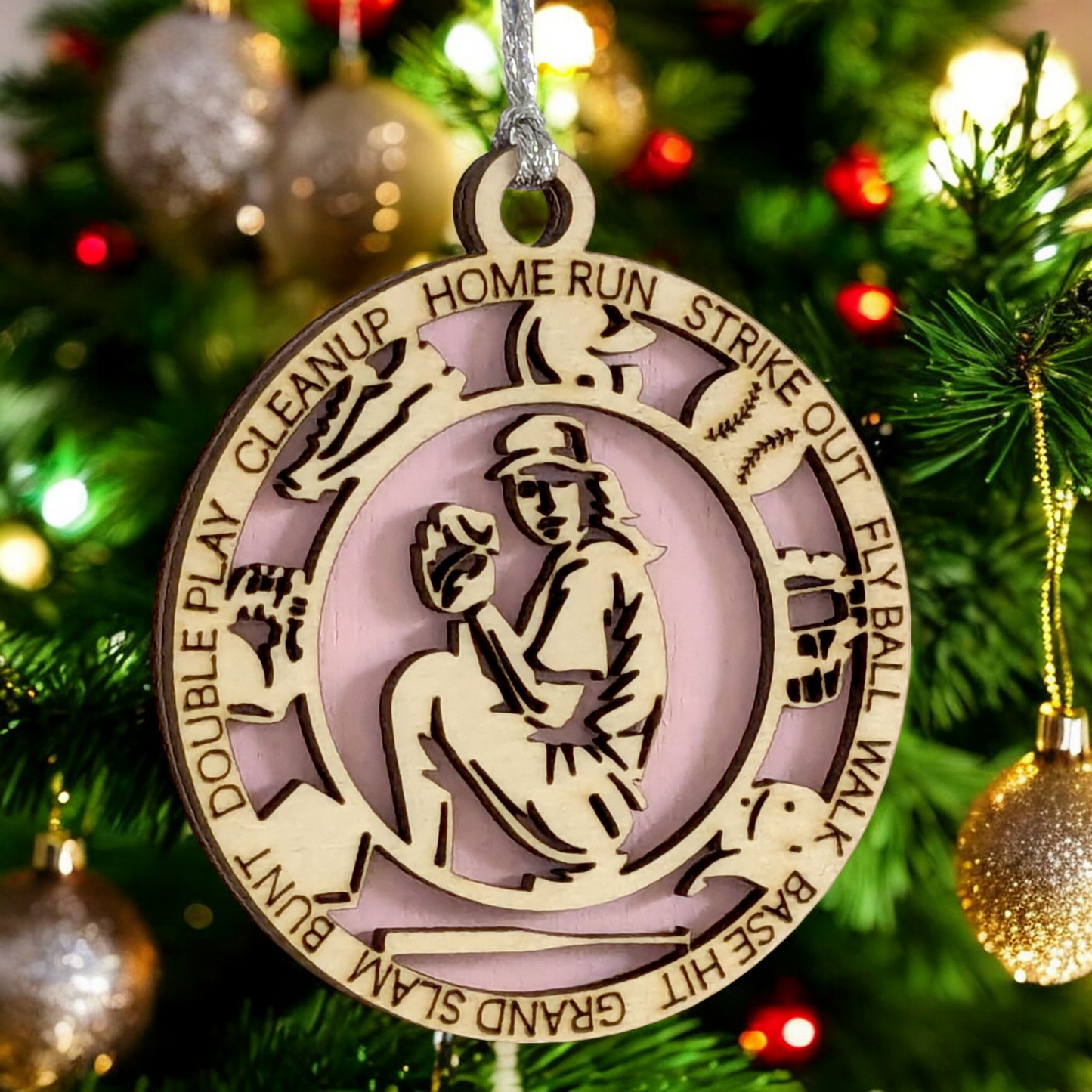 3" Personalized Female Baseball Pitcher Christmas Ornament - Handcrafted Wooden Decor for Sports Enthusiasts