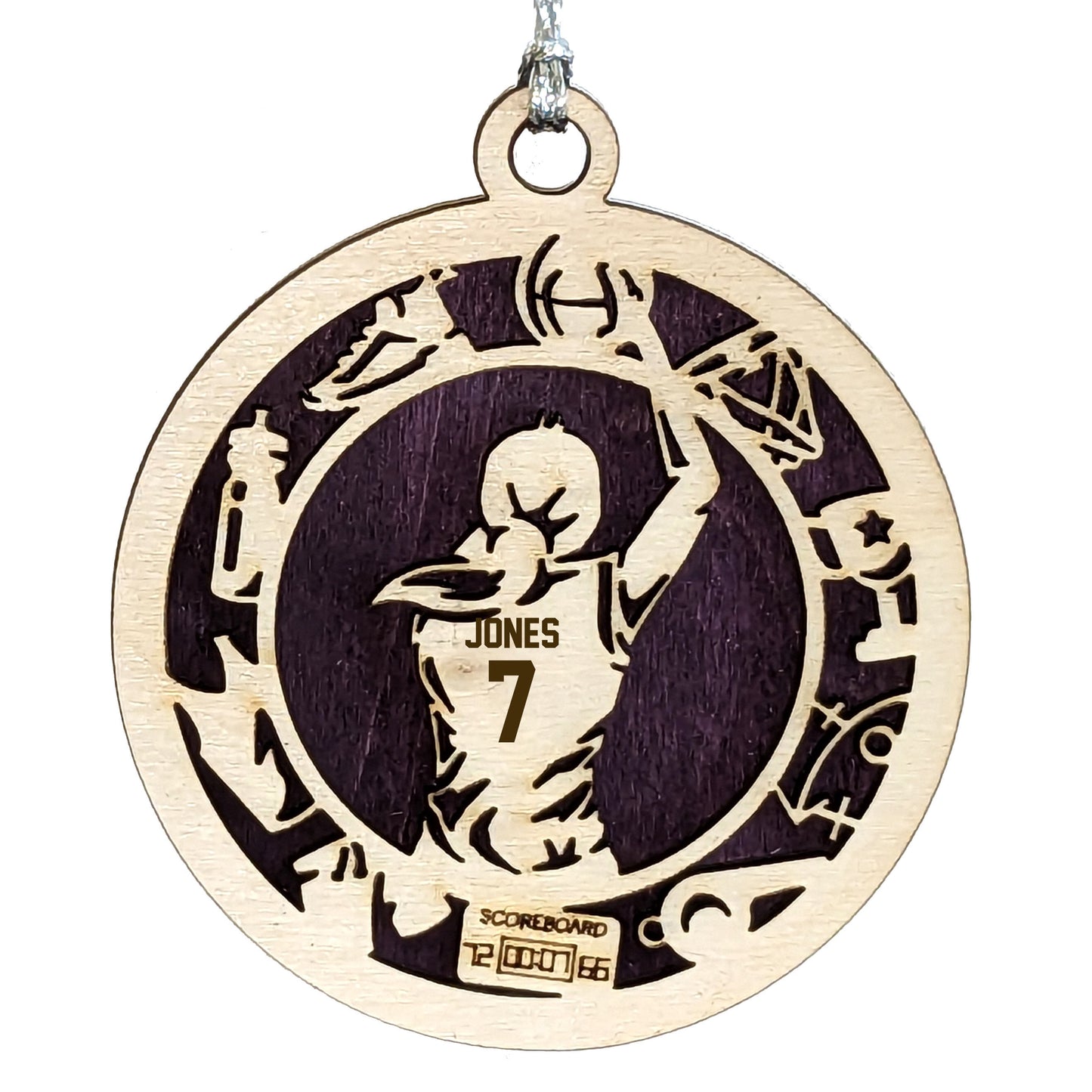 Female Basketball laser cut personalized wood ornament