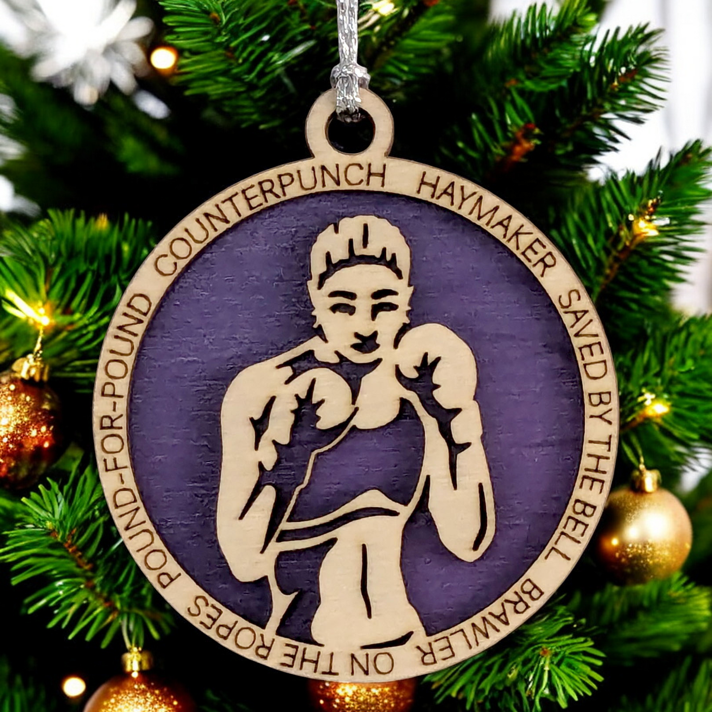 3" Personalized Female Boxing Christmas Ornament - Handcrafted Laser Cut Wood Decoration for Boxing Enthusiasts and Holiday Gift