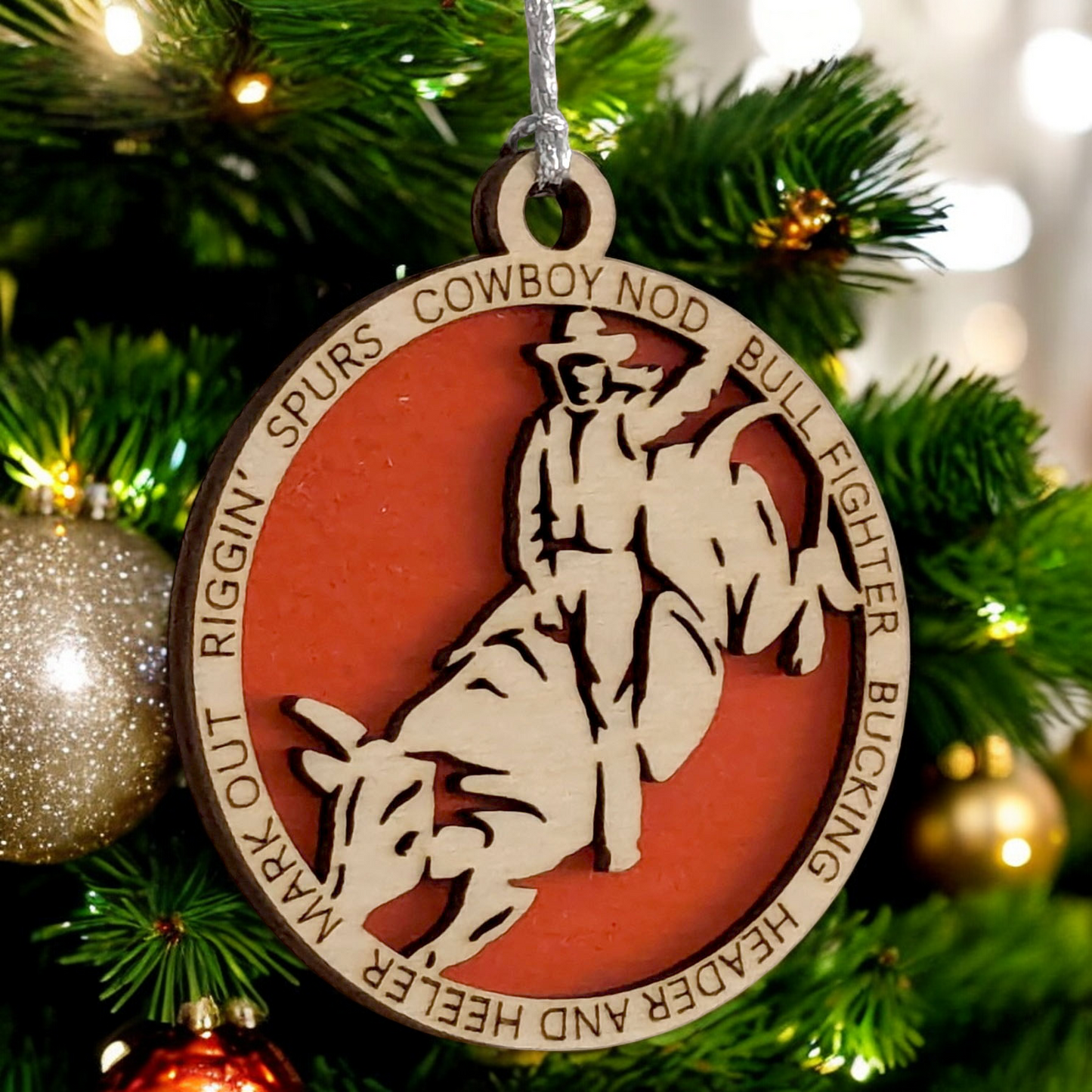 3" Handcrafted Personalized Female Bull Riding Christmas Ornament - Laser Cut Wood Rodeo Holiday Decor for Cowgirl Enthusiasts