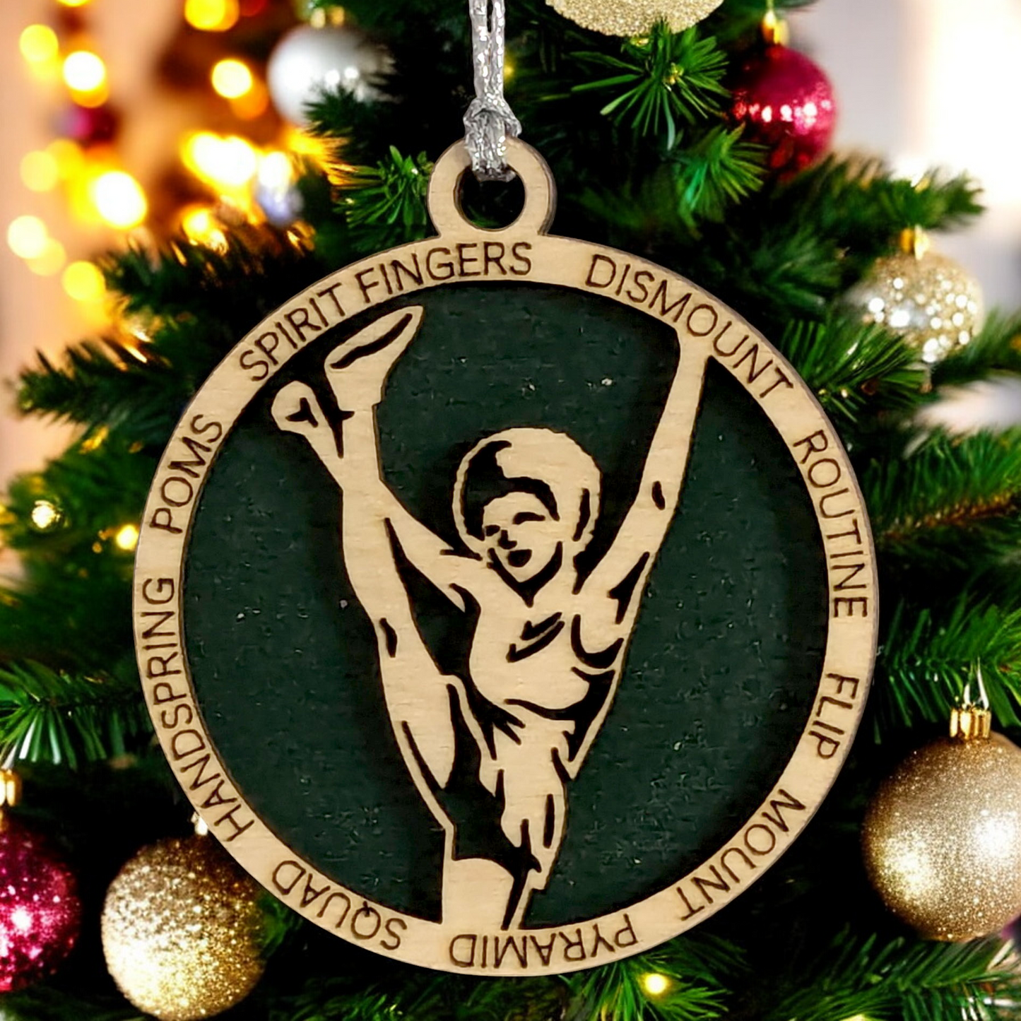 Personalized 3" Handcrafted Wooden Female Cheerleading Christmas Ornament - Custom Cheerleader Holiday Decoration - Unique Gift for Cheer Enthusiasts