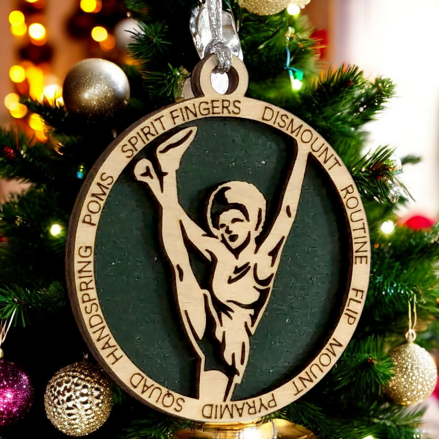 Personalized 3" Handcrafted Wooden Female Cheerleading Christmas Ornament - Custom Cheerleader Holiday Decoration - Unique Gift for Cheer Enthusiasts
