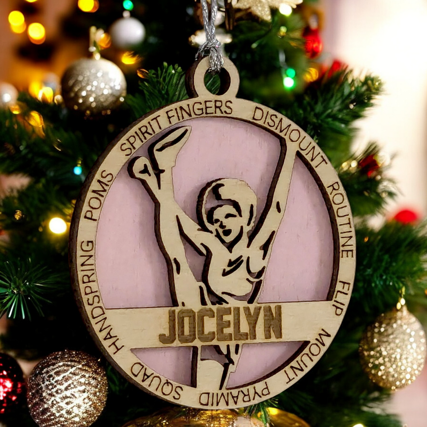 Personalized 3" Handcrafted Wooden Female Cheerleading Christmas Ornament - Custom Cheerleader Holiday Decoration - Unique Gift for Cheer Enthusiasts