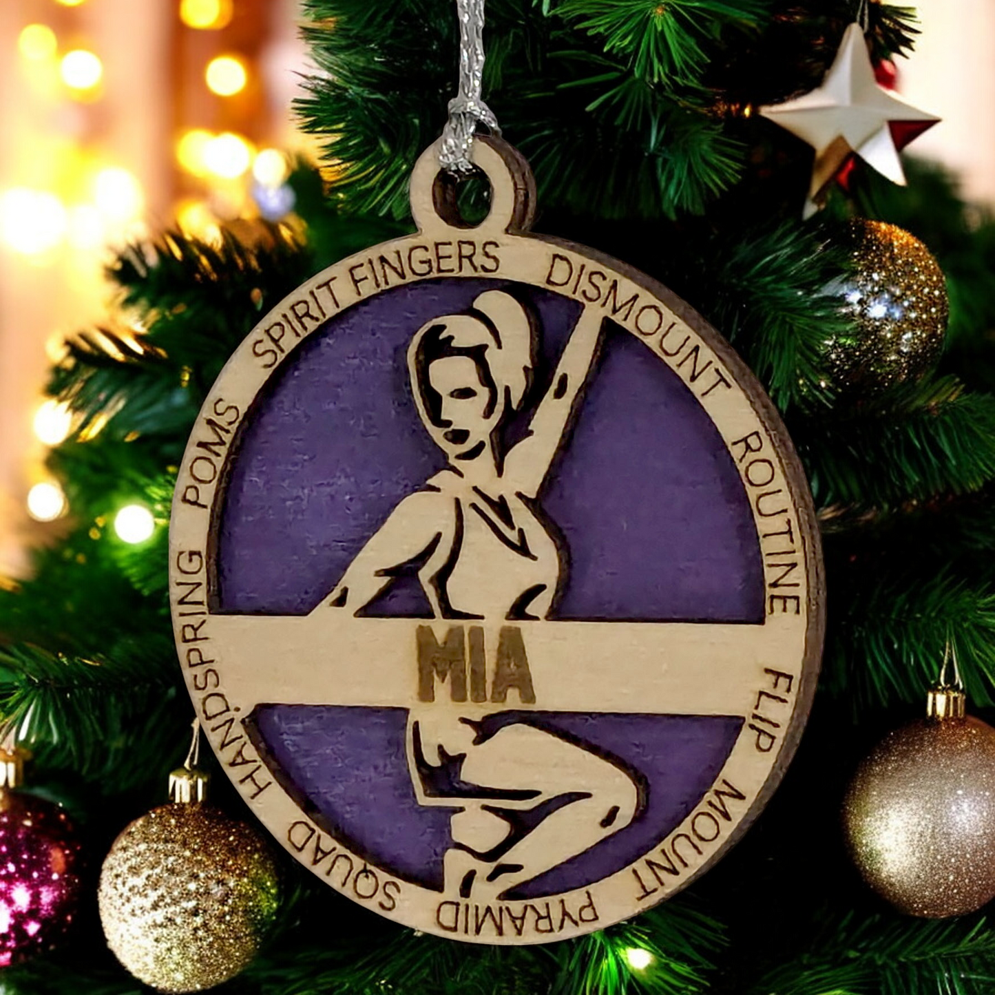 Personalized 3" Handcrafted Wooden Female Cheerleading Christmas Ornament - Custom Cheerleader Holiday Decoration - Unique Gift for Cheer Enthusiasts