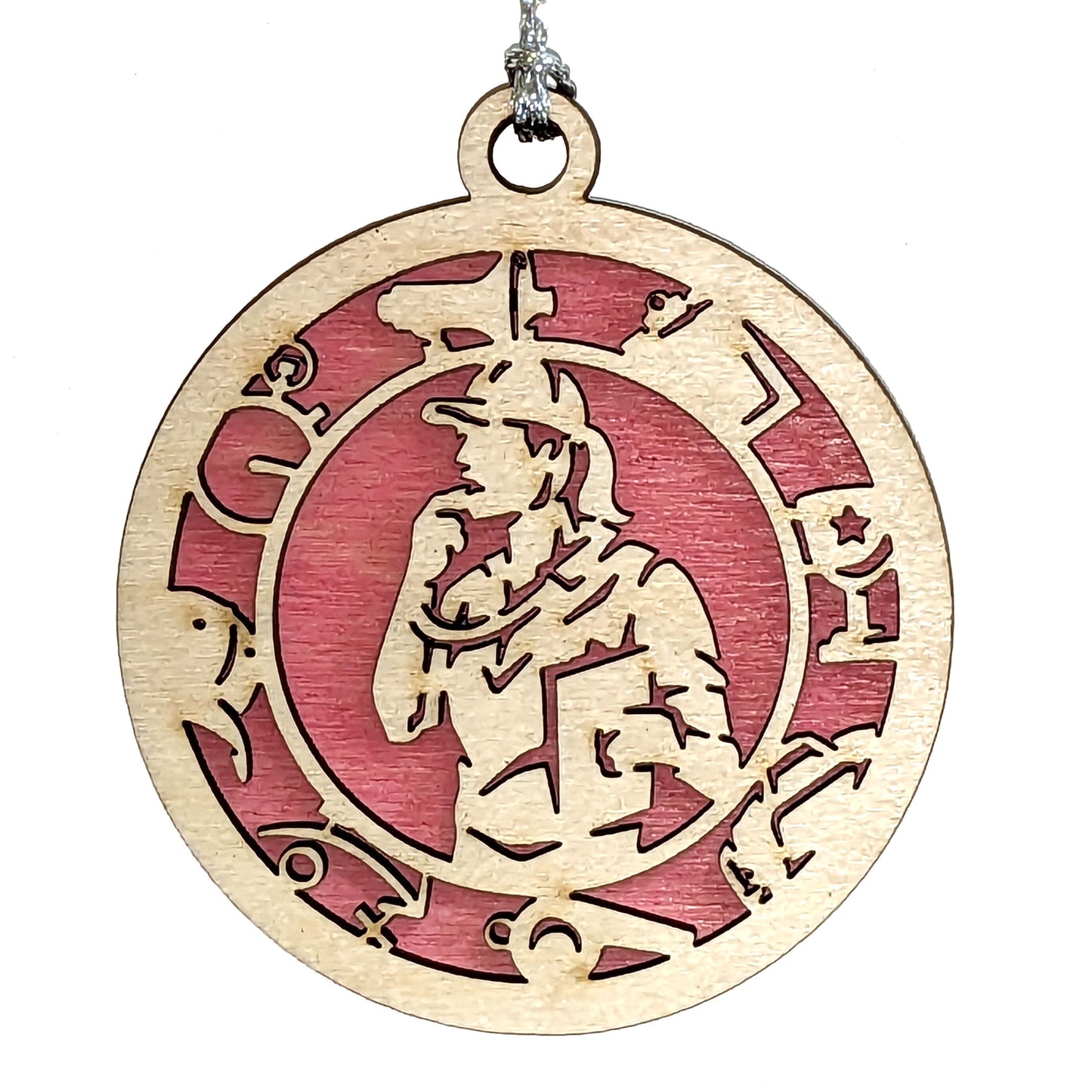 Female Coach laser cut wood ornament