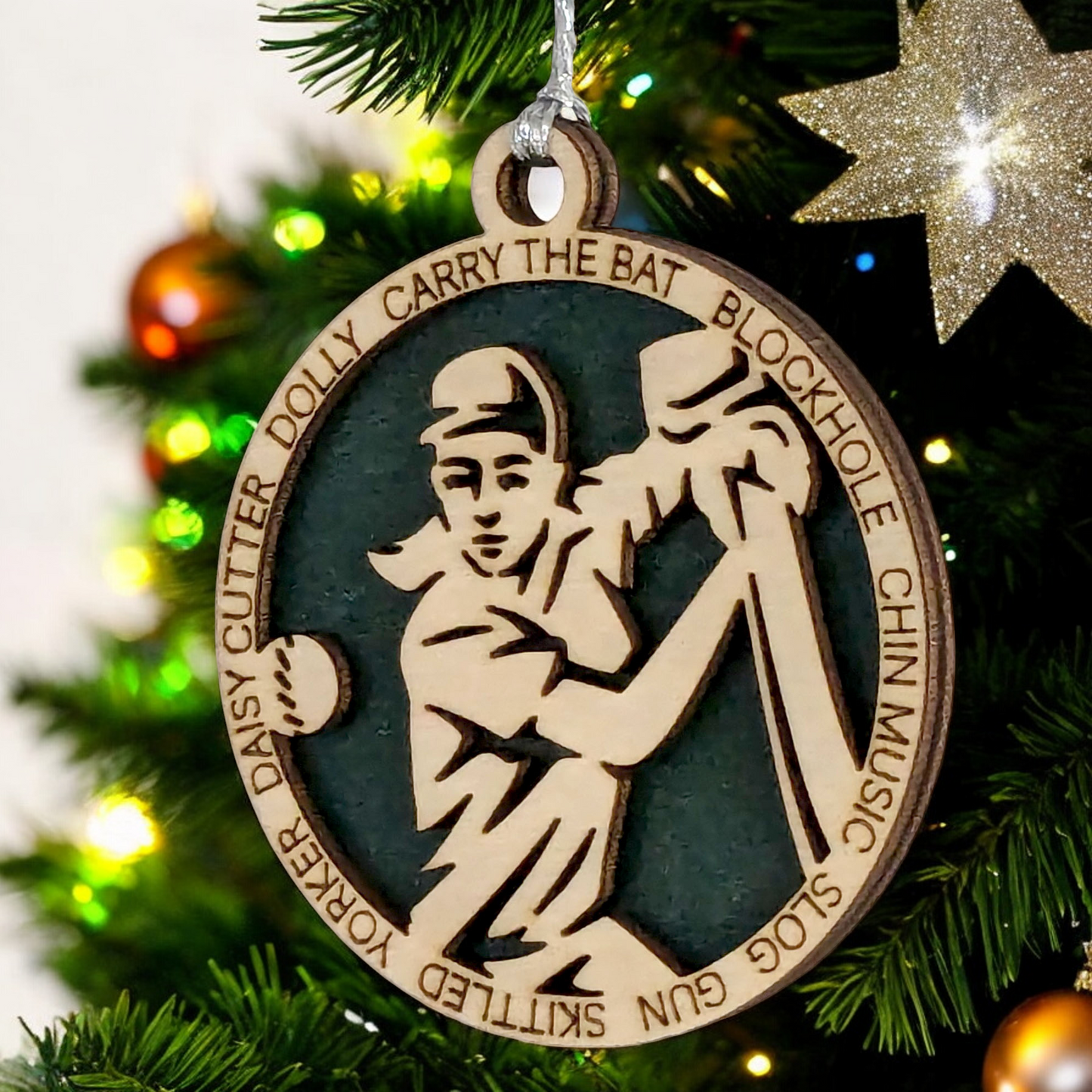 3" Personalized Handcrafted Wooden Female Cricket Christmas Ornament - Customizable Cricket Sport Theme Holiday Decoration - Perfect Gift for Cricket Enthusiasts and Female Athletes