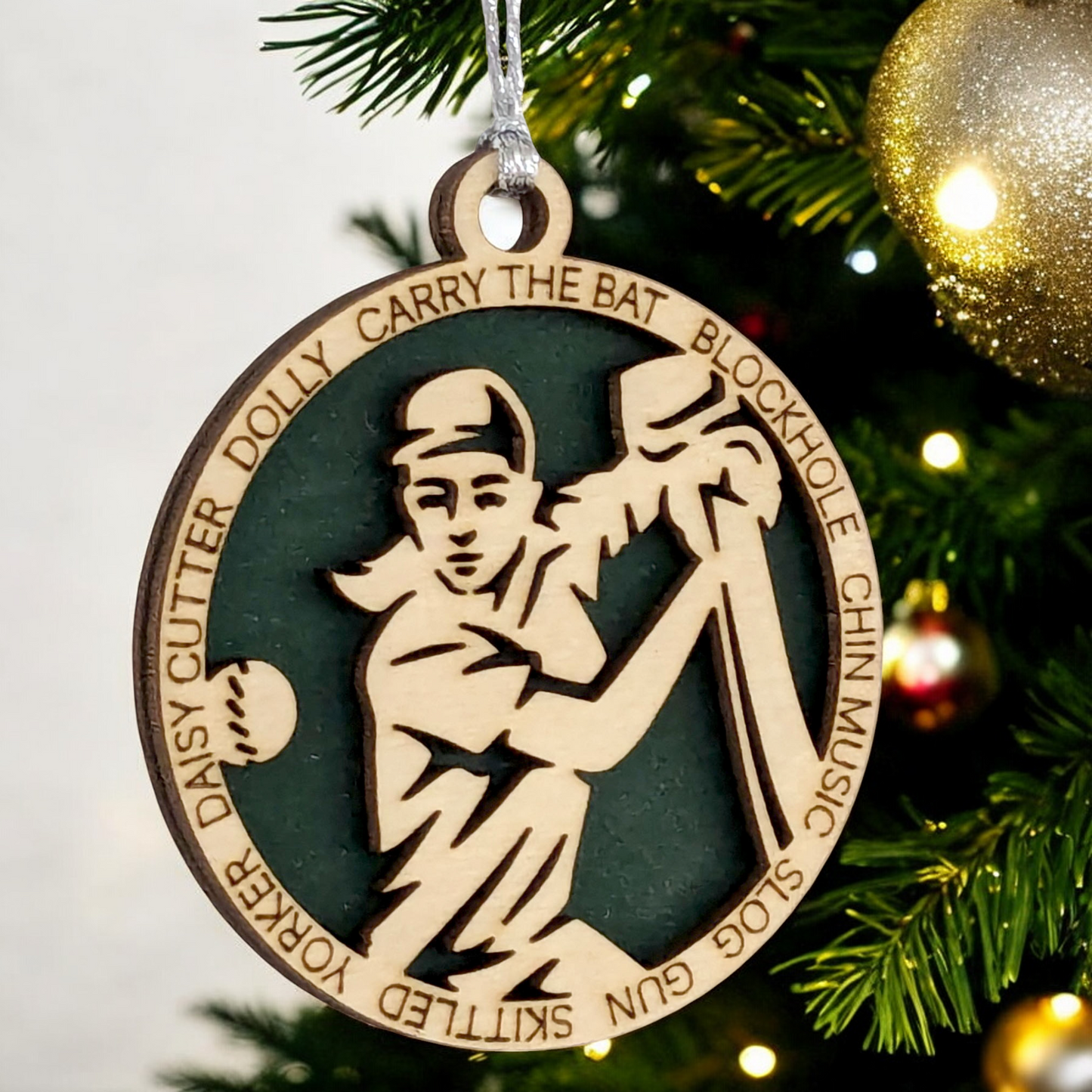 3" Personalized Handcrafted Wooden Female Cricket Christmas Ornament - Customizable Cricket Sport Theme Holiday Decoration - Perfect Gift for Cricket Enthusiasts and Female Athletes