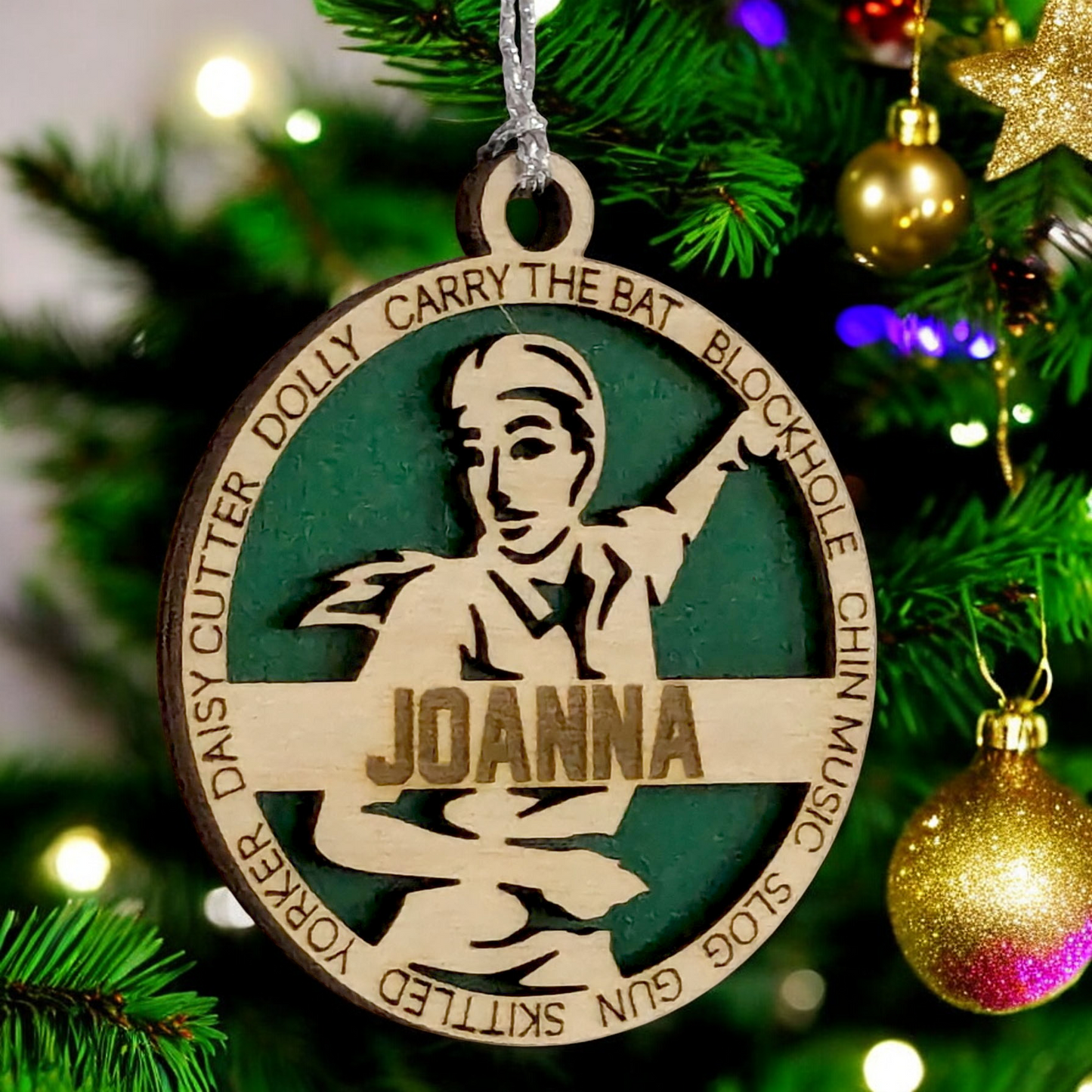 3" Personalized Handcrafted Wooden Female Cricket Christmas Ornament - Customizable Cricket Sport Theme Holiday Decoration - Perfect Gift for Cricket Enthusiasts and Female Athletes
