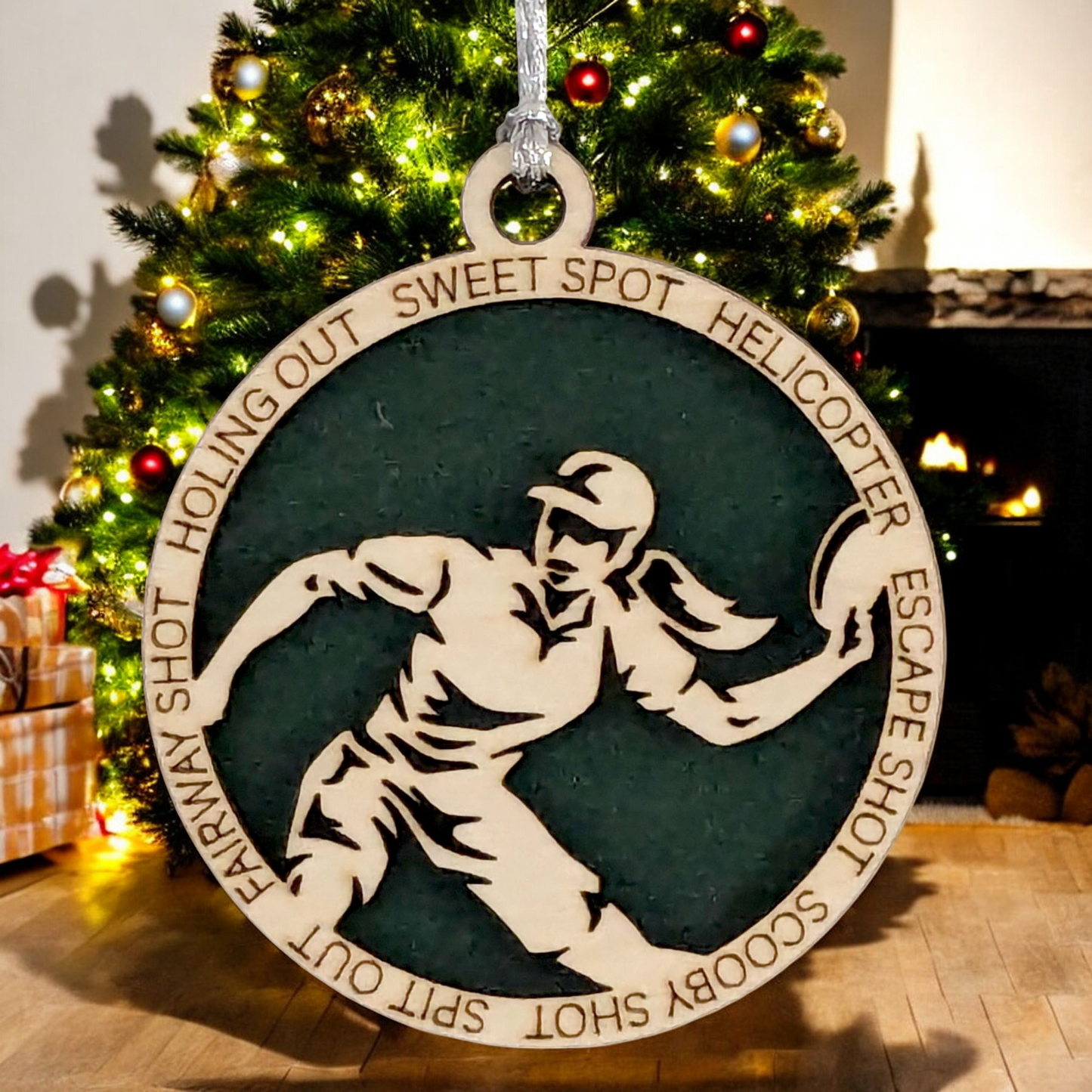 Personalized 3" Laser Cut Wooden Female Left-Handed Disc Golf Christmas Ornament - Handcrafted Disc Golfers Gift - Unique Sports Themed Xmas Decoration for Women - Customizable Holiday Keepsake