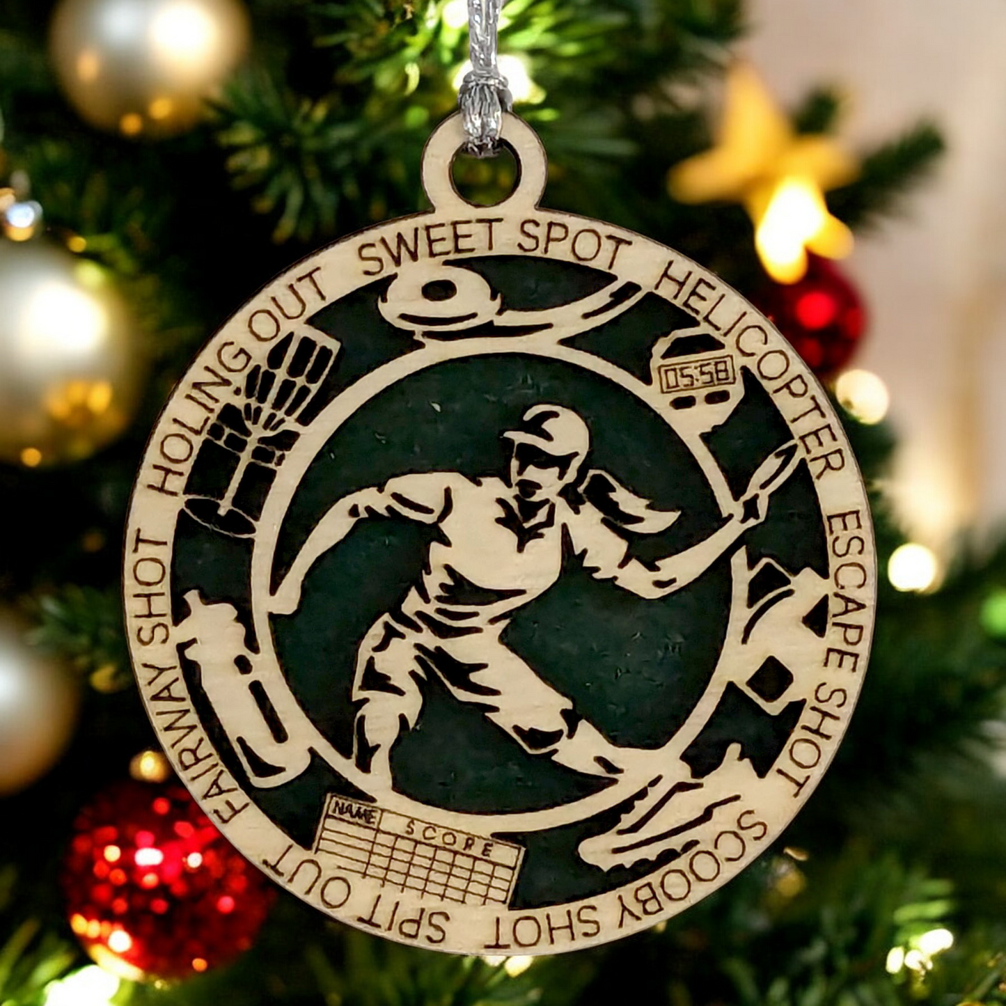 Personalized 3" Laser Cut Wooden Female Left-Handed Disc Golf Christmas Ornament - Handcrafted Disc Golfers Gift - Unique Sports Themed Xmas Decoration for Women - Customizable Holiday Keepsake