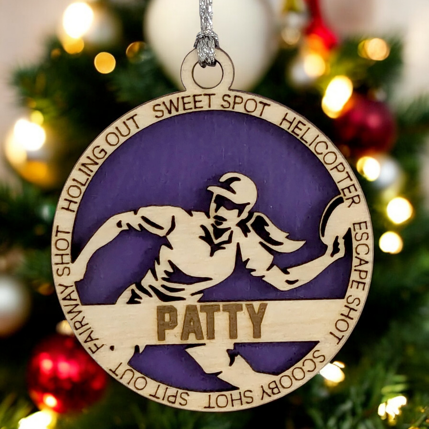 Personalized 3" Laser Cut Wooden Female Left-Handed Disc Golf Christmas Ornament - Handcrafted Disc Golfers Gift - Unique Sports Themed Xmas Decoration for Women - Customizable Holiday Keepsake