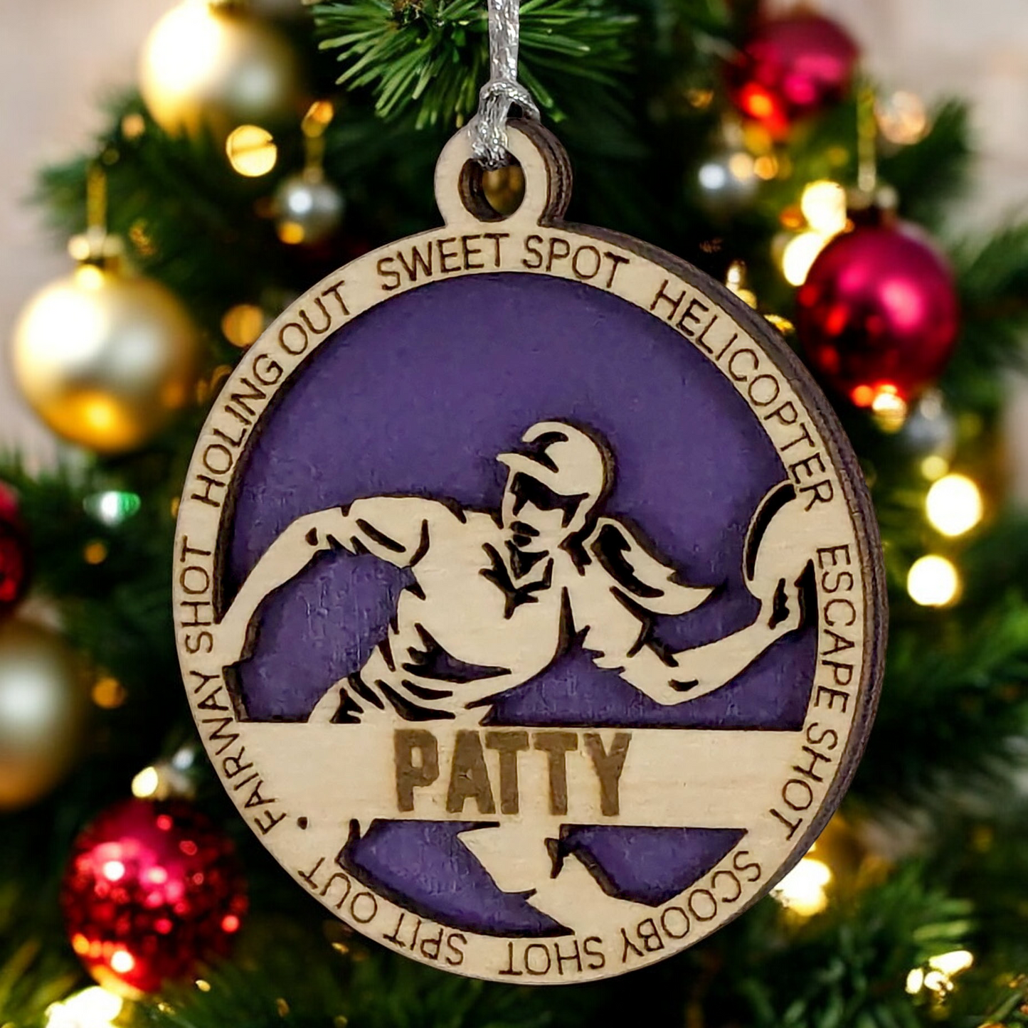 Personalized 3" Laser Cut Wooden Female Left-Handed Disc Golf Christmas Ornament - Handcrafted Disc Golfers Gift - Unique Sports Themed Xmas Decoration for Women - Customizable Holiday Keepsake