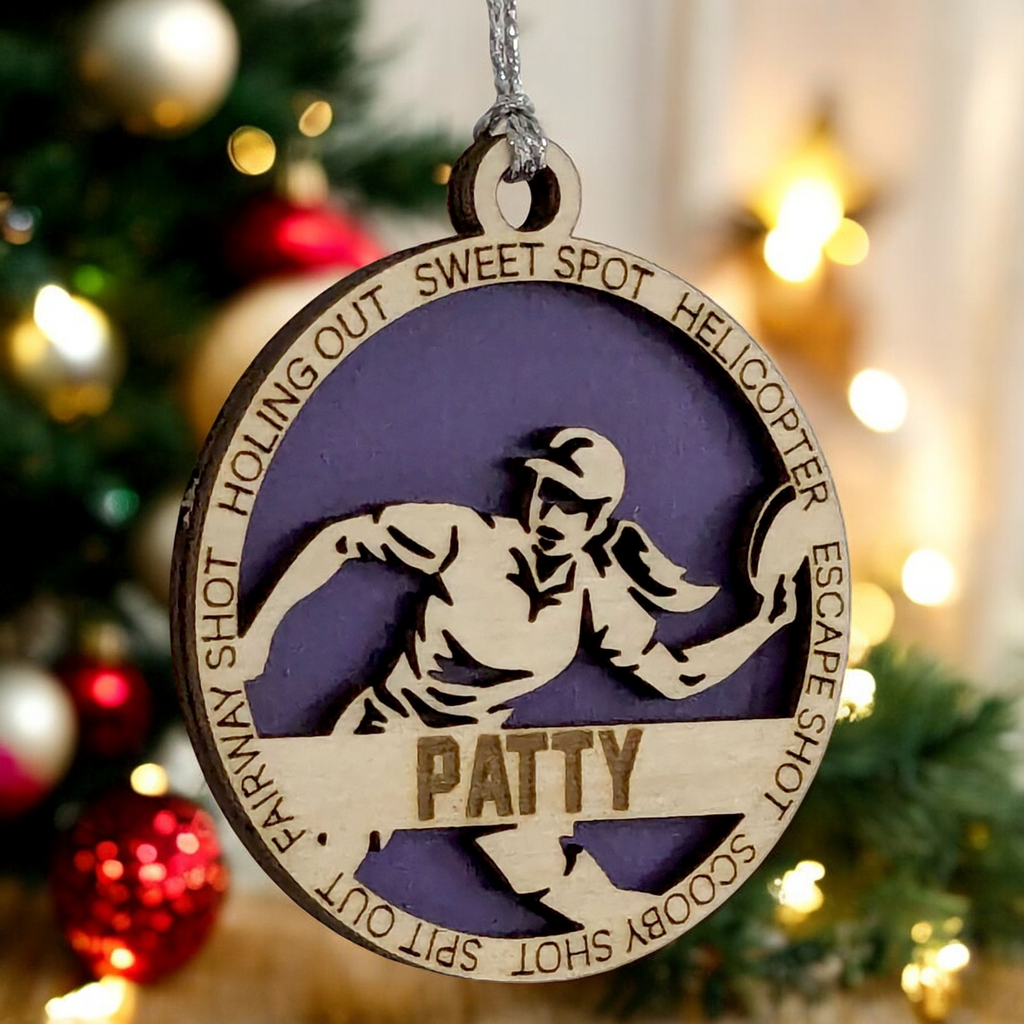 Personalized 3" Laser Cut Wooden Female Left-Handed Disc Golf Christmas Ornament - Handcrafted Disc Golfers Gift - Unique Sports Themed Xmas Decoration for Women - Customizable Holiday Keepsake