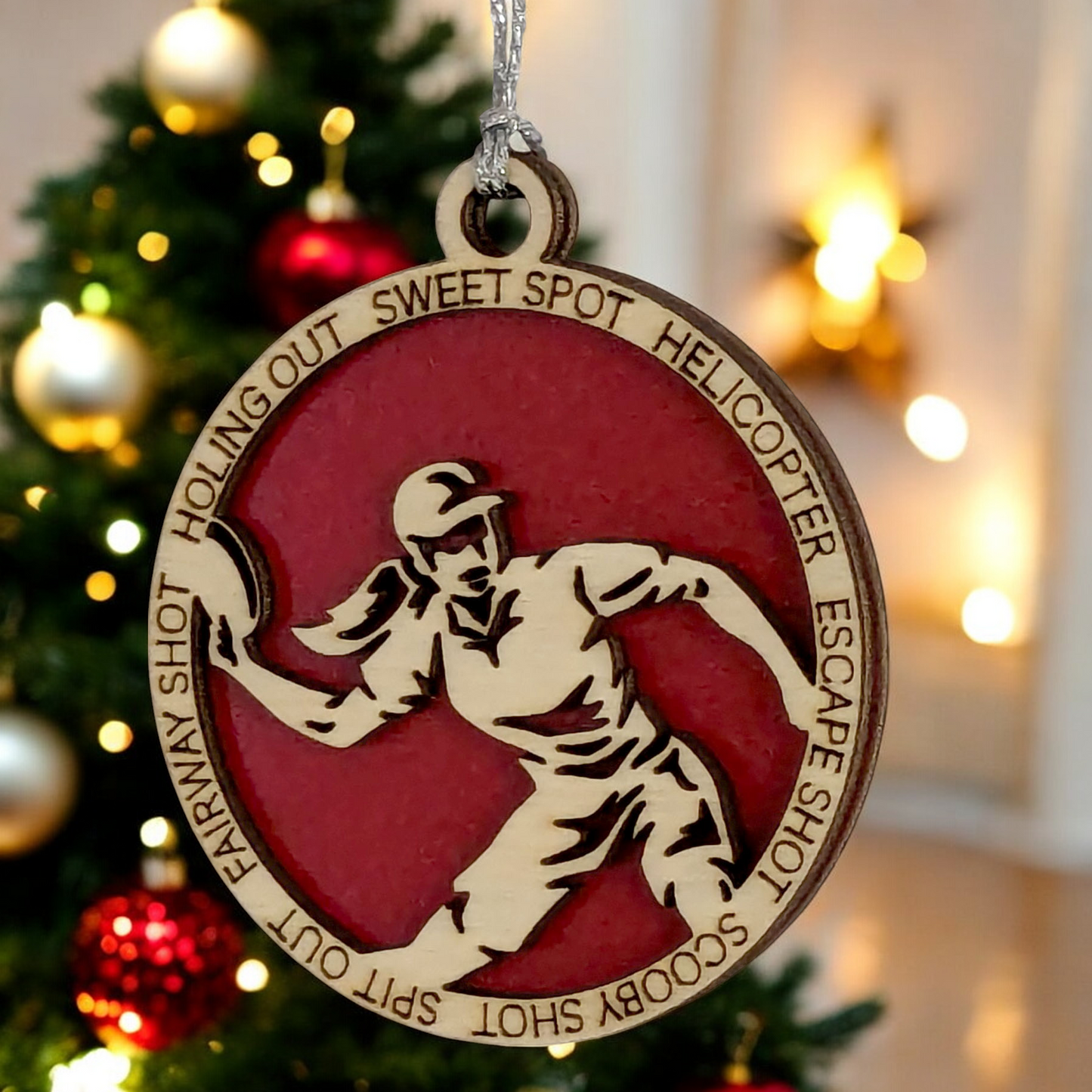 3" Handcrafted Wooden Personalized Female Right-Handed Disc Golf Christmas Ornament - Custom Disc Golf Holiday Decoration
