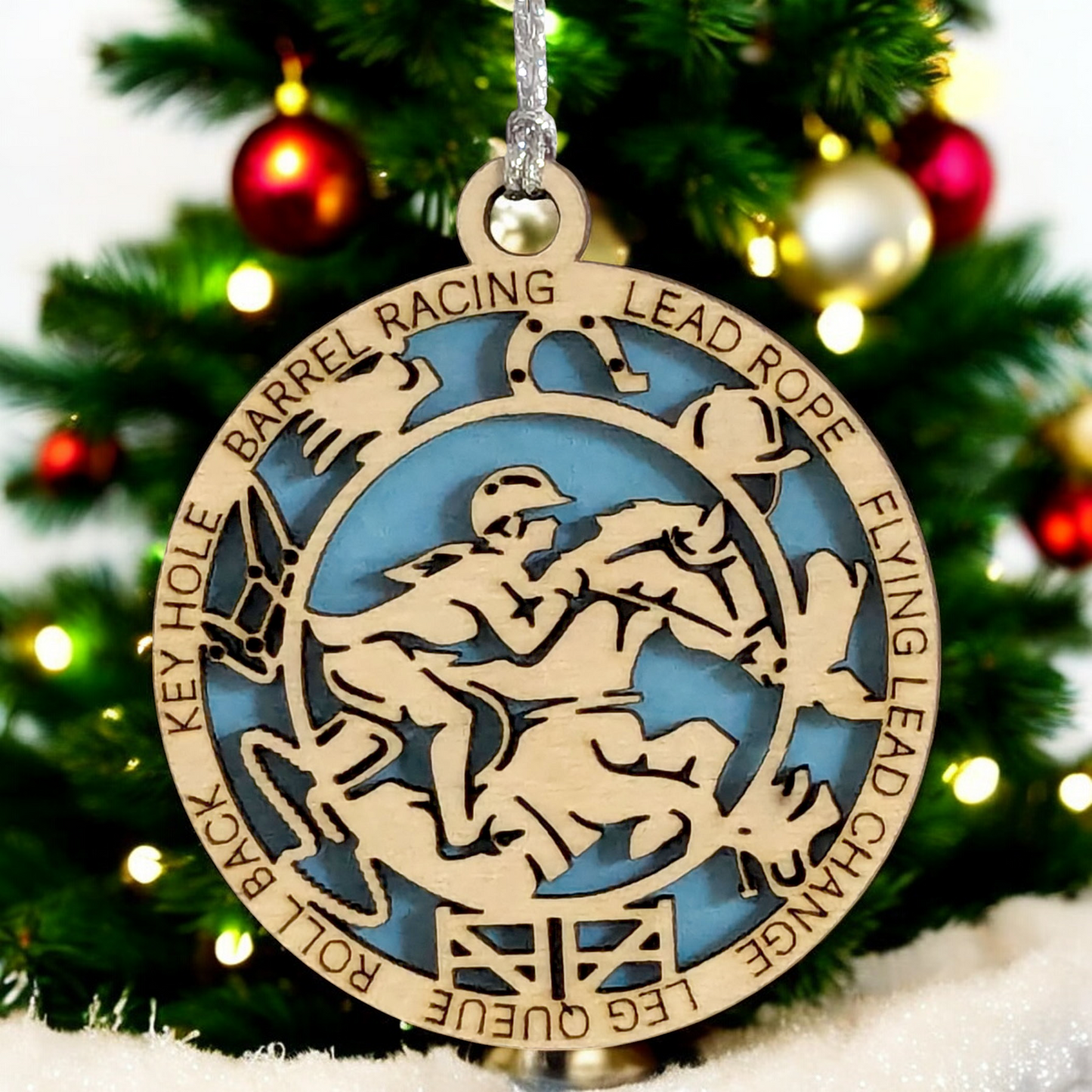 3" Handcrafted Wooden Personalized Female Equestrian Christmas Ornament - Custom Horseback Riding Holiday Decor