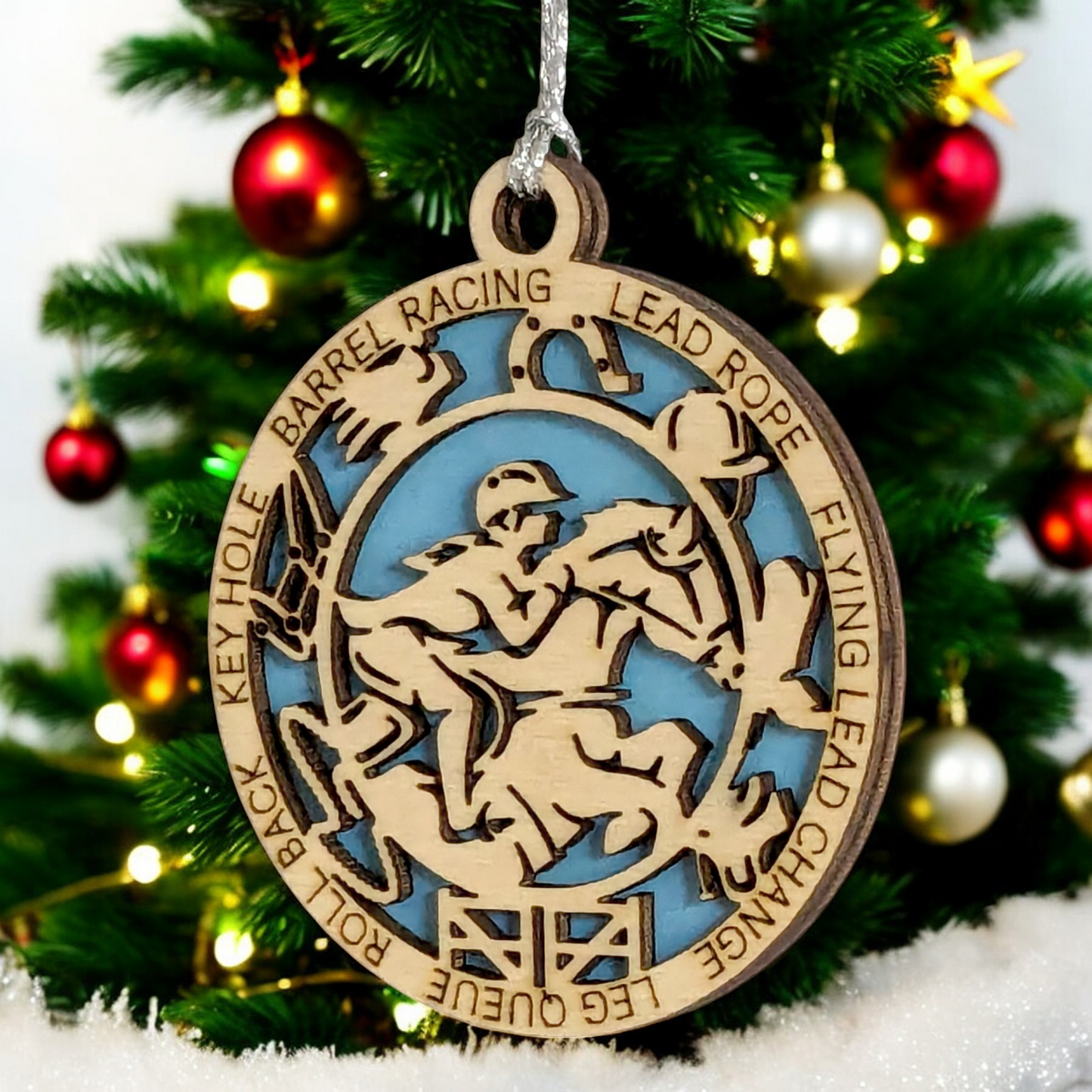 3" Handcrafted Wooden Personalized Female Equestrian Christmas Ornament - Custom Horseback Riding Holiday Decor