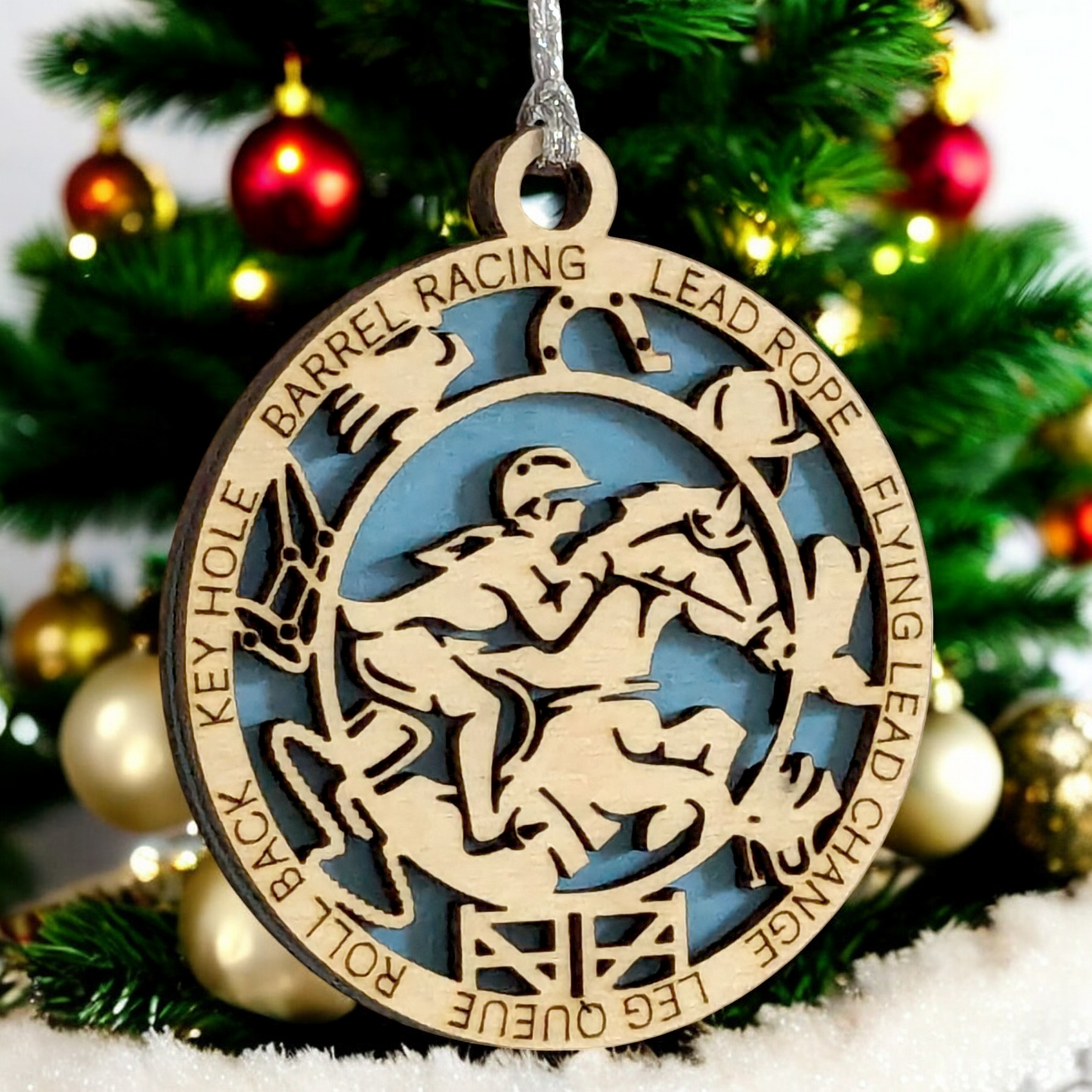 3" Handcrafted Wooden Personalized Female Equestrian Christmas Ornament - Custom Horseback Riding Holiday Decor