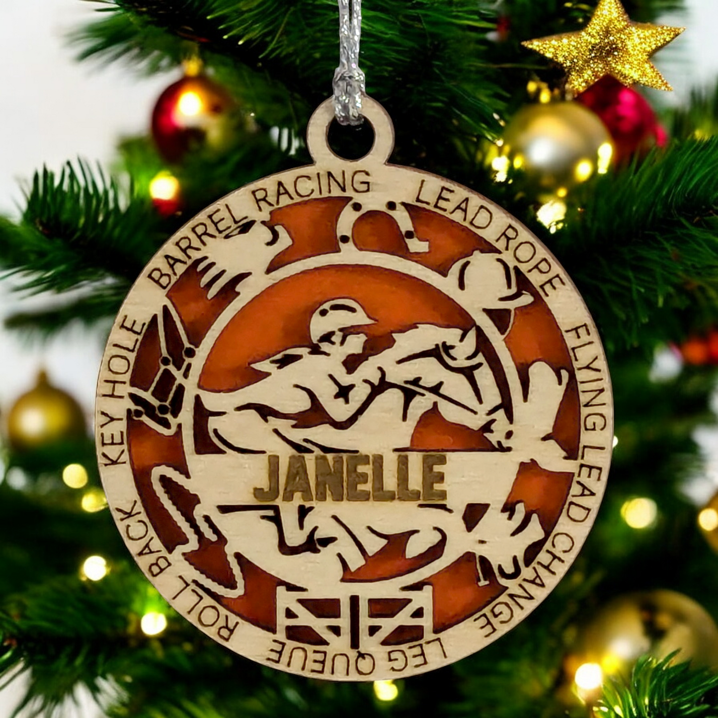 3" Handcrafted Wooden Personalized Female Equestrian Christmas Ornament - Custom Horseback Riding Holiday Decor