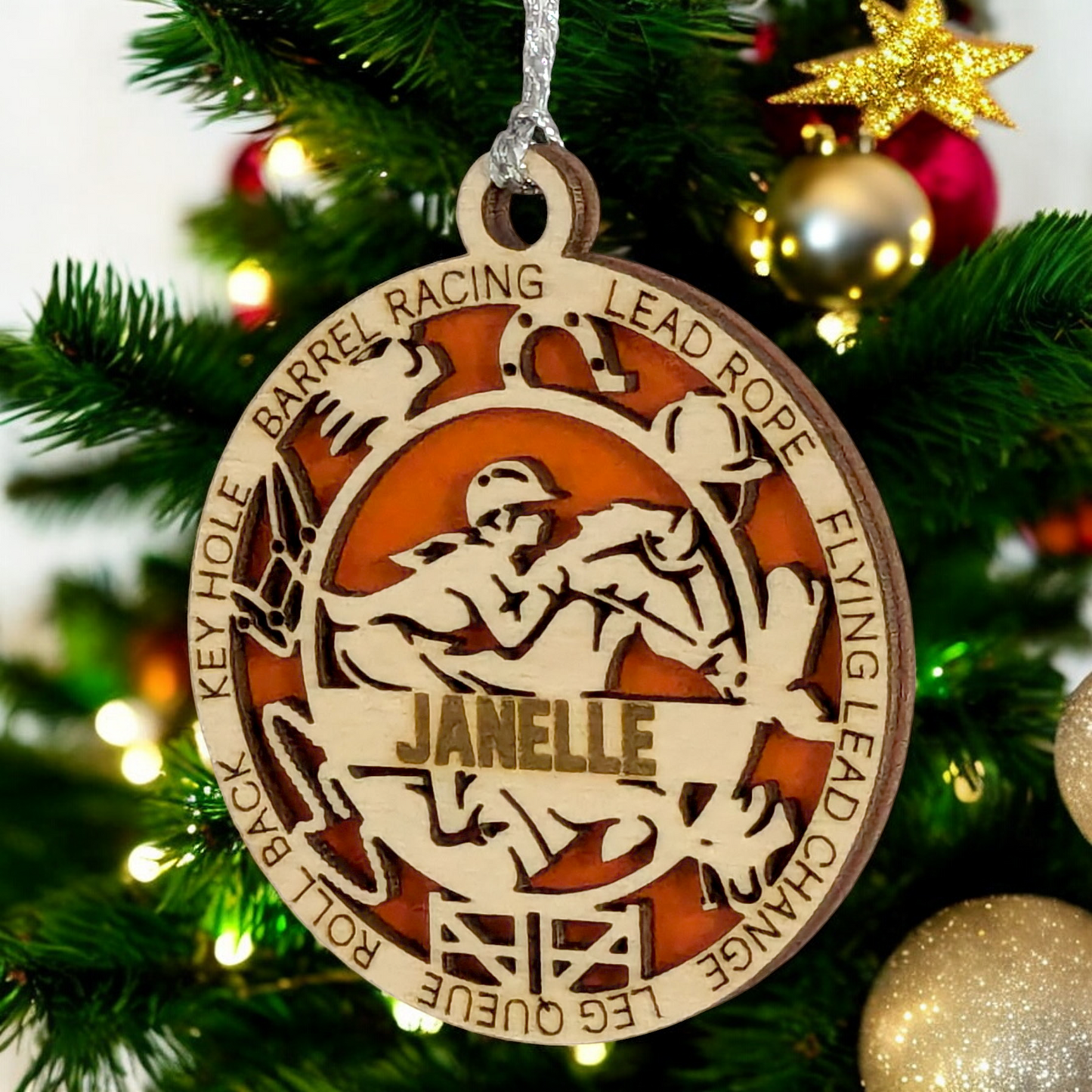 3" Handcrafted Wooden Personalized Female Equestrian Christmas Ornament - Custom Horseback Riding Holiday Decor