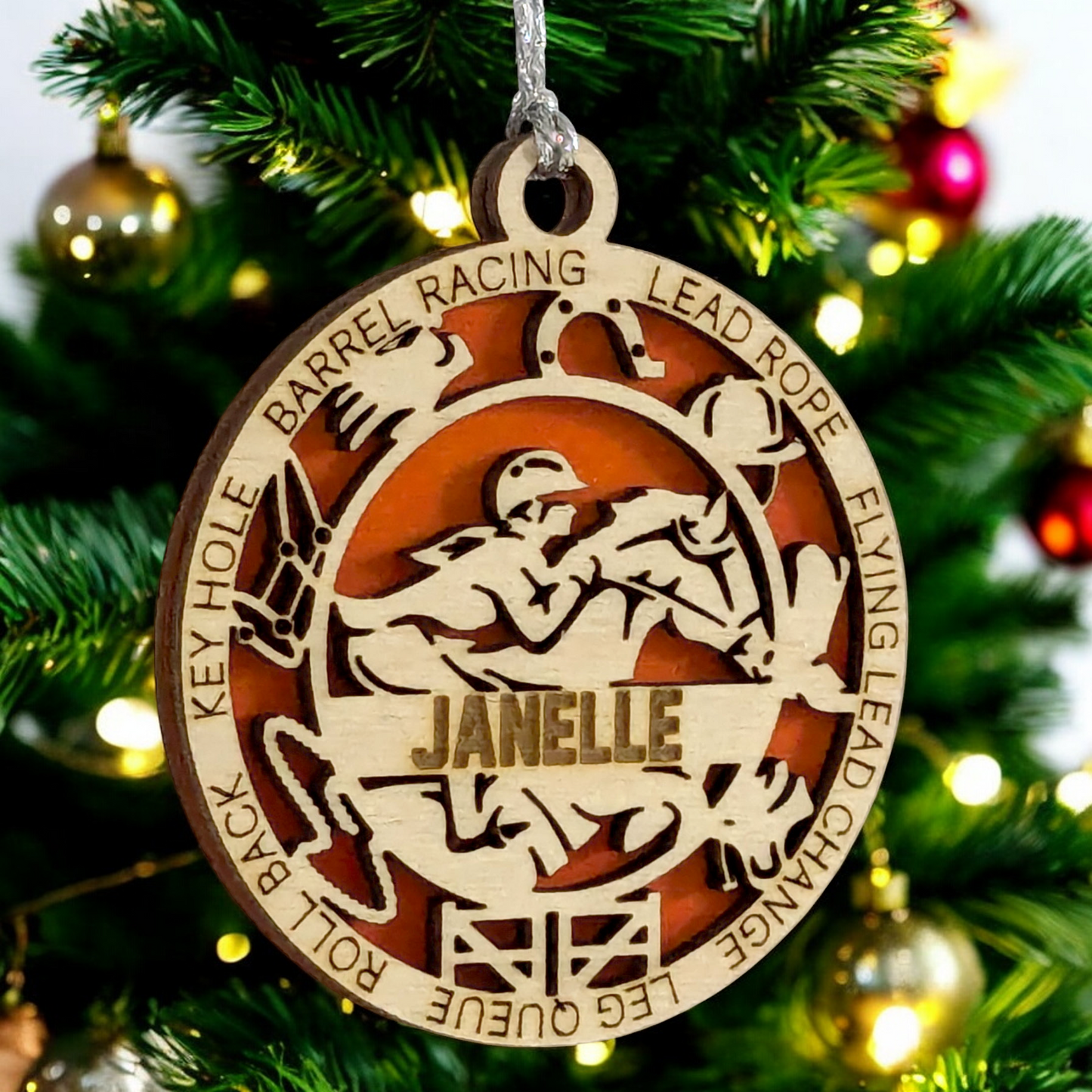 3" Handcrafted Wooden Personalized Female Equestrian Christmas Ornament - Custom Horseback Riding Holiday Decor