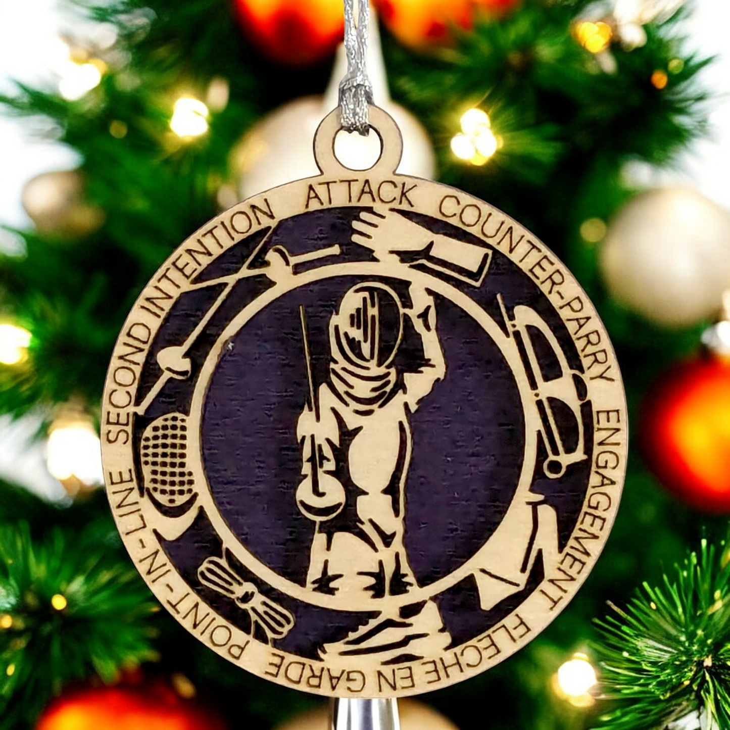 3" Laser Cut Handcrafted Wooden Personalized Female Fencing Christmas Ornament - Customizable Holiday Decor for Female Fencers - Unique Fencing Sport Gift and Keepsake for Women Athletes