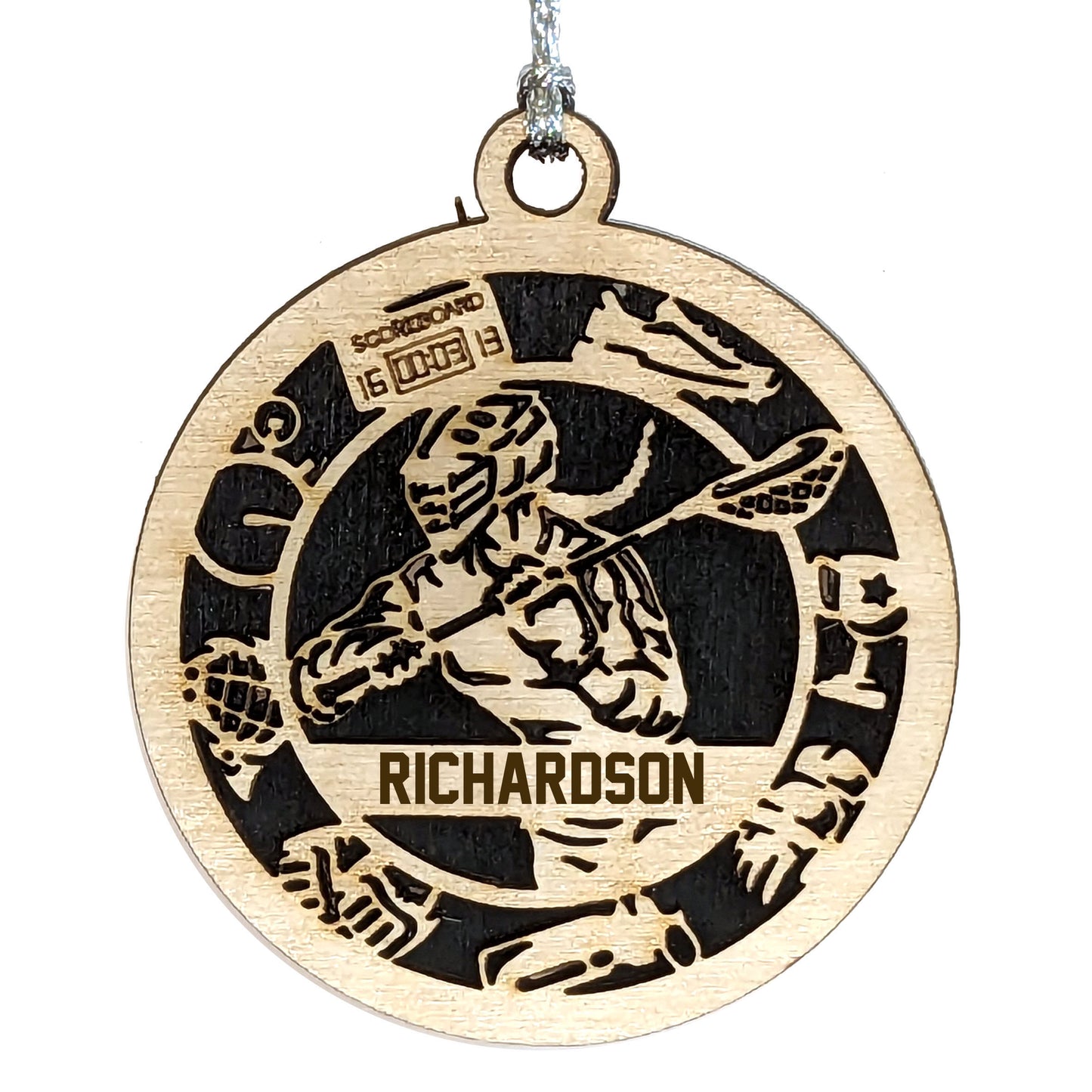 Female Lacrosse laser cut personalized wood ornament
