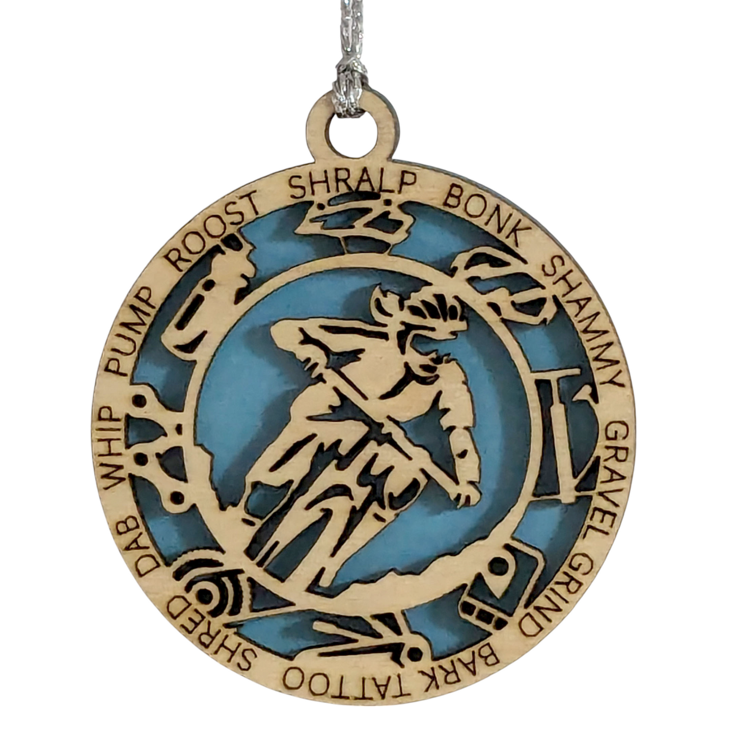 3" Handcrafted Wooden Personalized Female Mountain Biking Christmas Ornament - Custom Outdoor Sports Holiday Decor