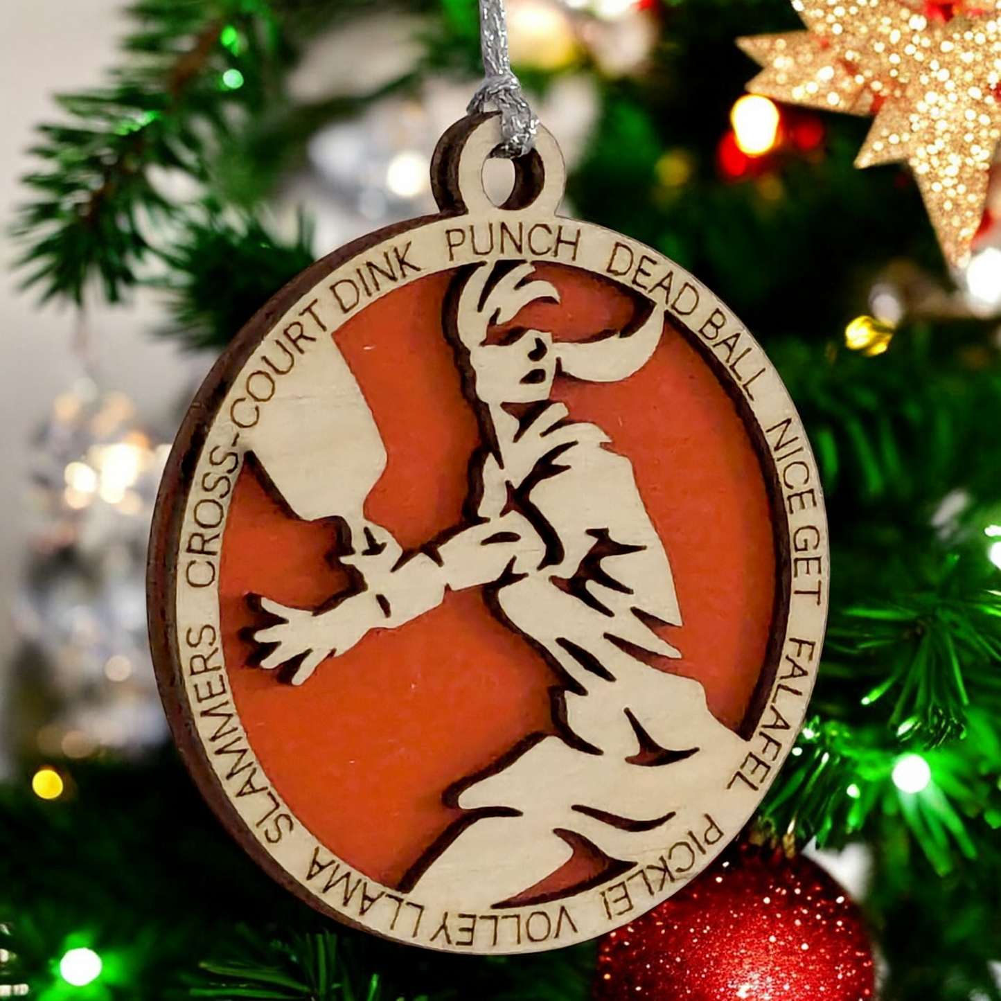 3" Handcrafted Wooden Personalized Female Pickleball Christmas Ornament - Customizable Holiday Decoration for Pickleball Enthusiasts