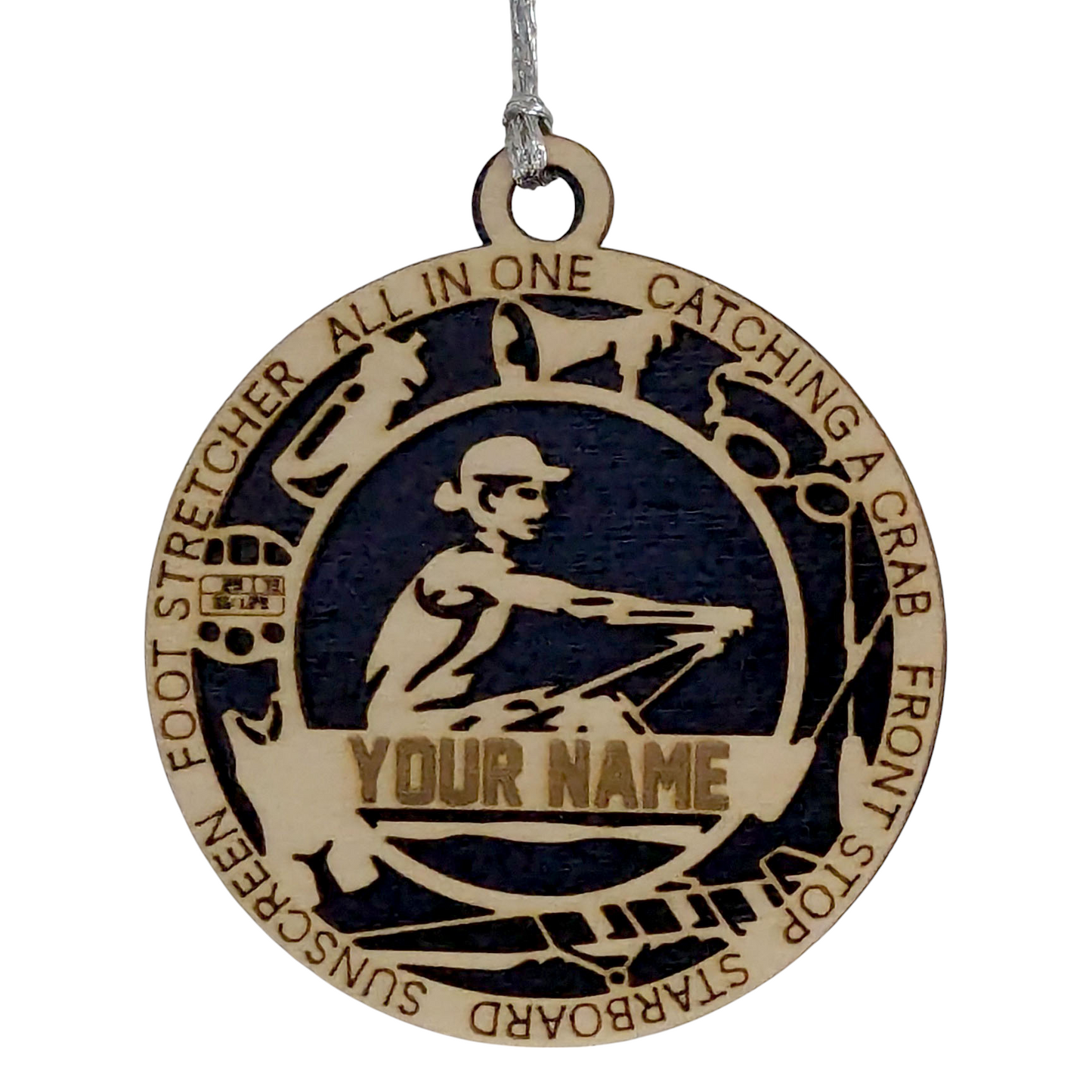 3" Handcrafted Wooden Personalized Female Solo Rowing Christmas Ornament - Custom Scull Rower Holiday Decor
