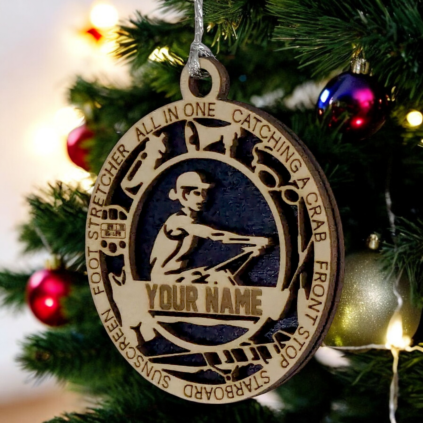 3" Handcrafted Wooden Personalized Female Solo Rowing Christmas Ornament - Custom Scull Rower Holiday Decor