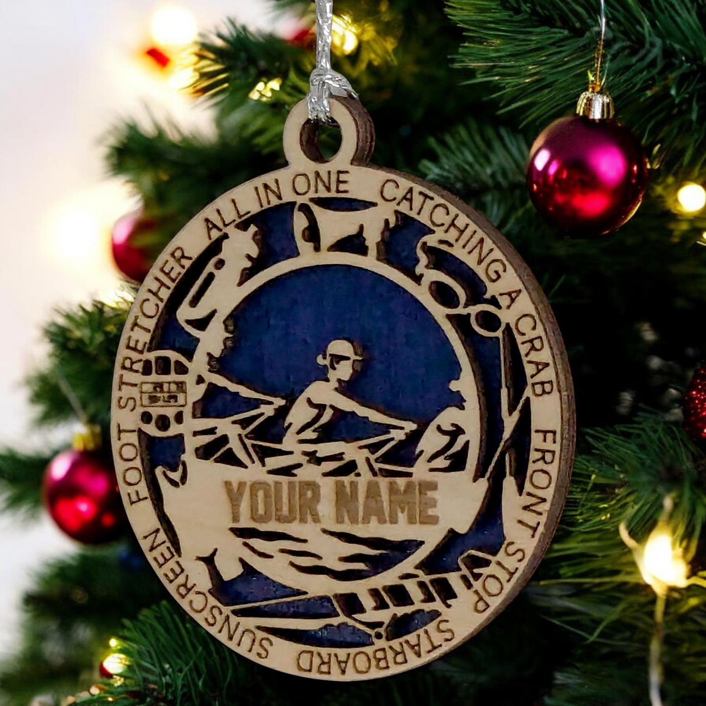 3-Inch Laser Cut Handcrafted Wooden Personalized Female Team Rowing Christmas Ornament - Customizable Holiday Decoration for Rowing Enthusiasts, Team Spirit Keepsake - Unique Gift for Female Rowers