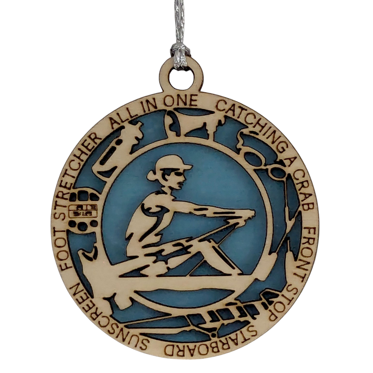 3" Handcrafted Wooden Personalized Female Solo Rowing Christmas Ornament - Custom Scull Rower Holiday Decor
