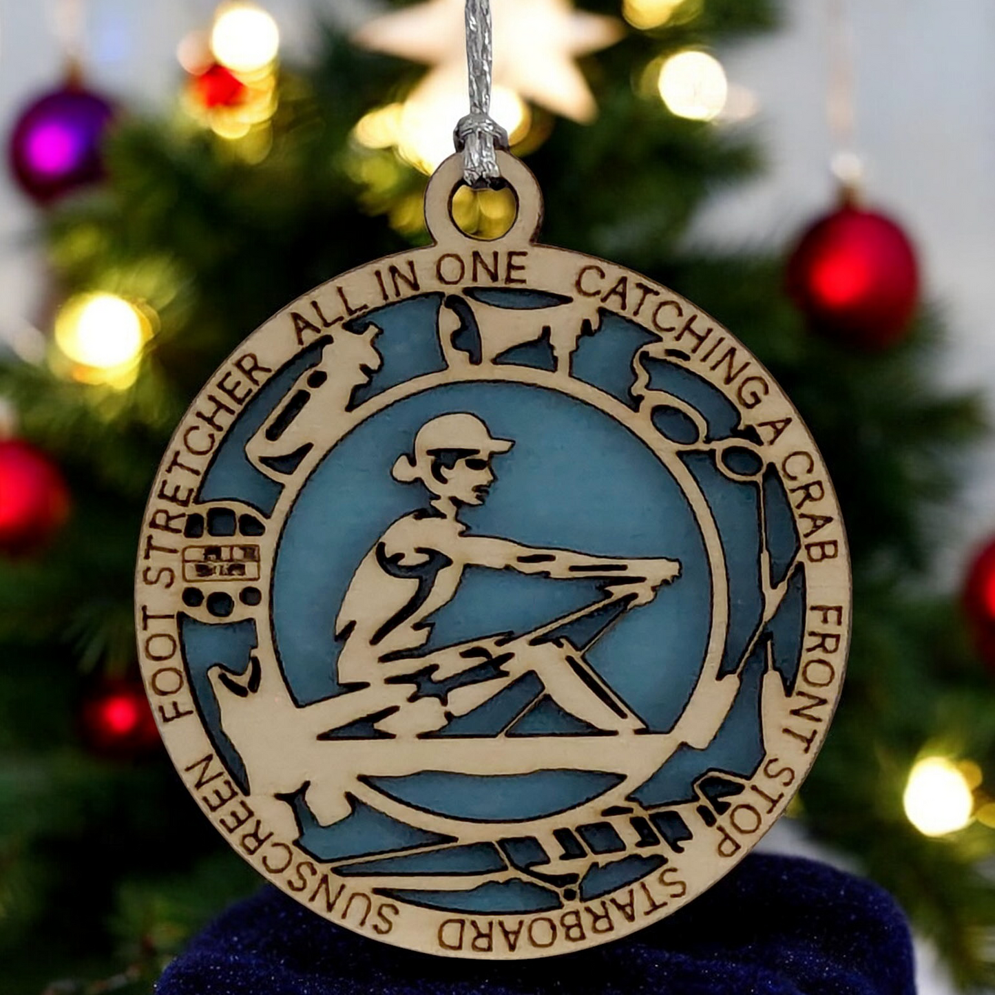 3" Handcrafted Wooden Personalized Female Solo Rowing Christmas Ornament - Custom Scull Rower Holiday Decor
