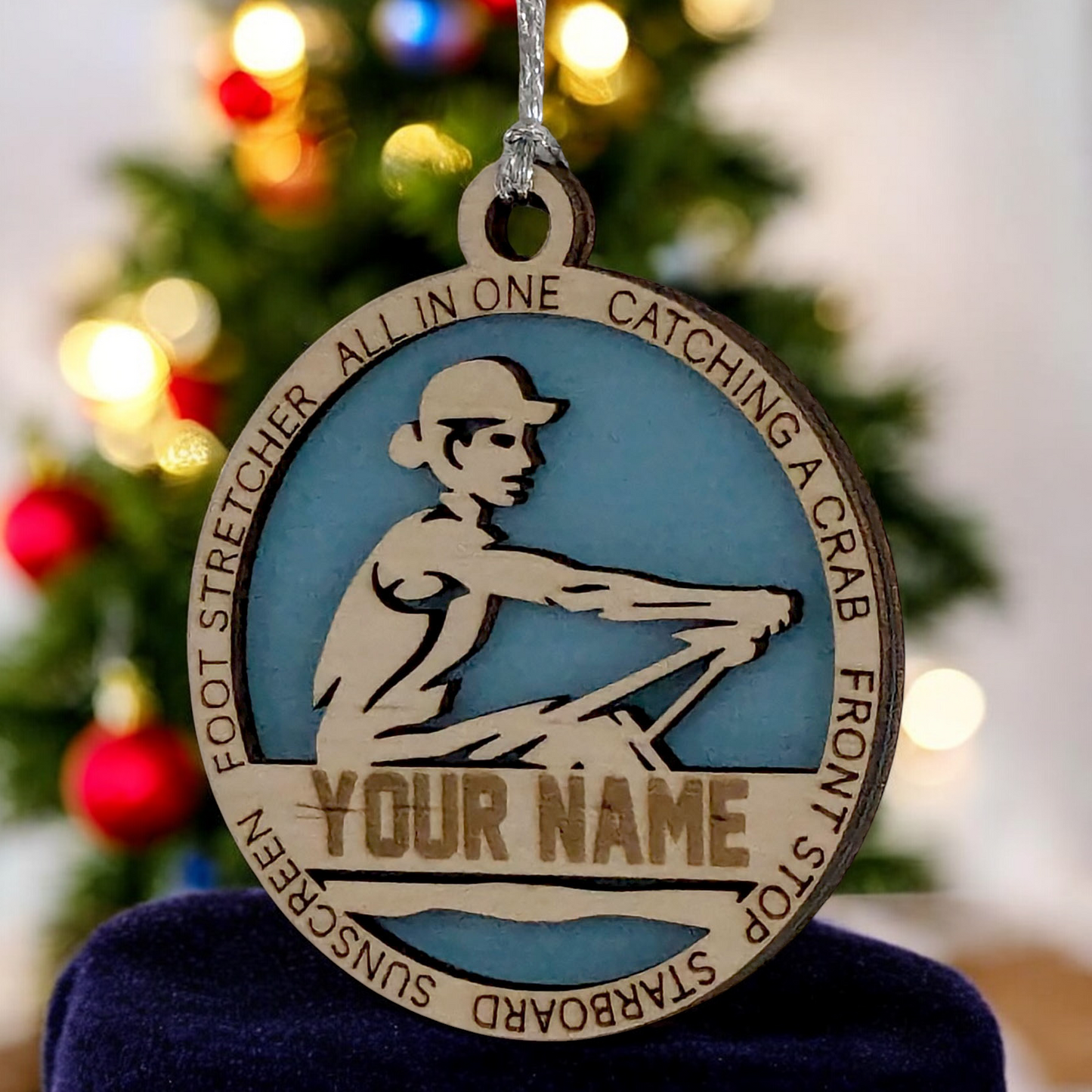 3" Handcrafted Wooden Personalized Female Solo Rowing Christmas Ornament - Custom Scull Rower Holiday Decor