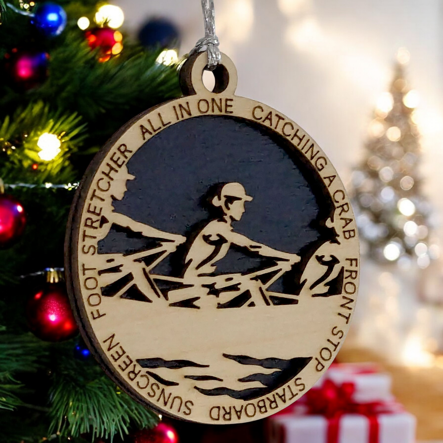 3-Inch Laser Cut Handcrafted Wooden Personalized Female Team Rowing Christmas Ornament - Customizable Holiday Decoration for Rowing Enthusiasts, Team Spirit Keepsake - Unique Gift for Female Rowers