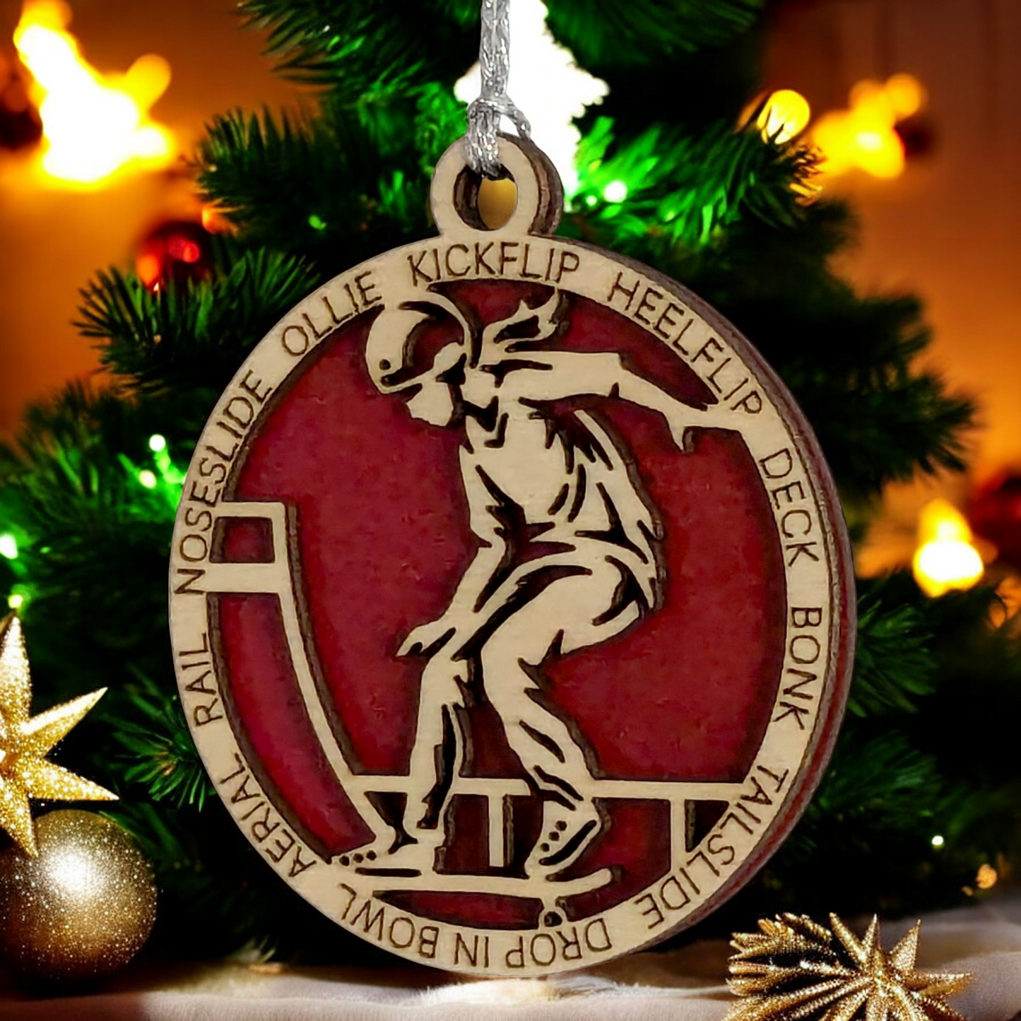 3" Handcrafted Wooden Personalized Female Skateboarding Christmas Ornament - Custom Skater Girl Holiday Decor