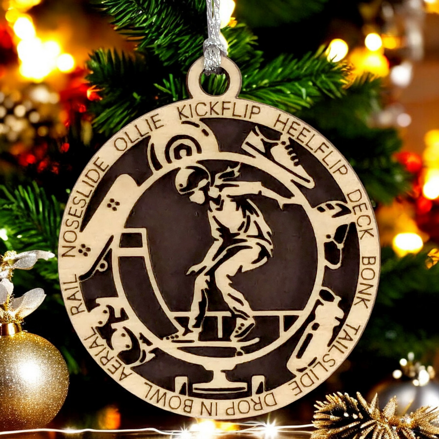 3" Handcrafted Wooden Personalized Female Skateboarding Christmas Ornament - Custom Skater Girl Holiday Decor