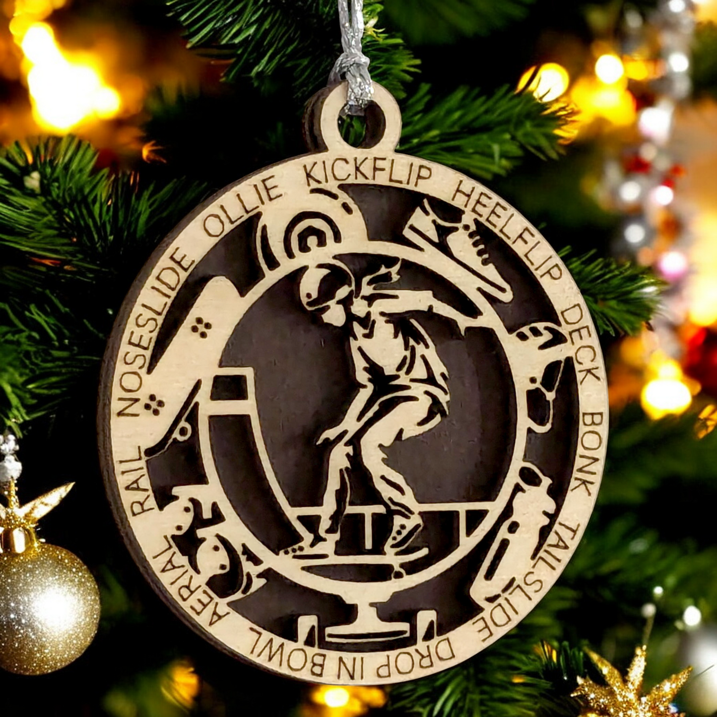 3" Handcrafted Wooden Personalized Female Skateboarding Christmas Ornament - Custom Skater Girl Holiday Decor