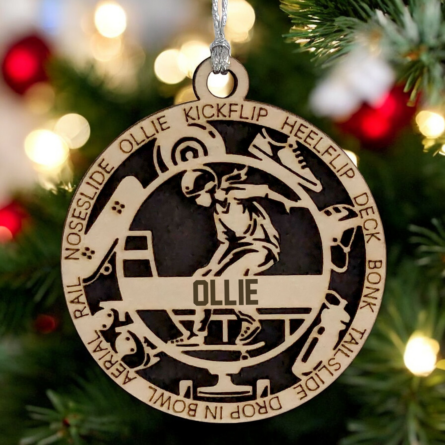 3" Handcrafted Wooden Personalized Female Skateboarding Christmas Ornament - Custom Skater Girl Holiday Decor