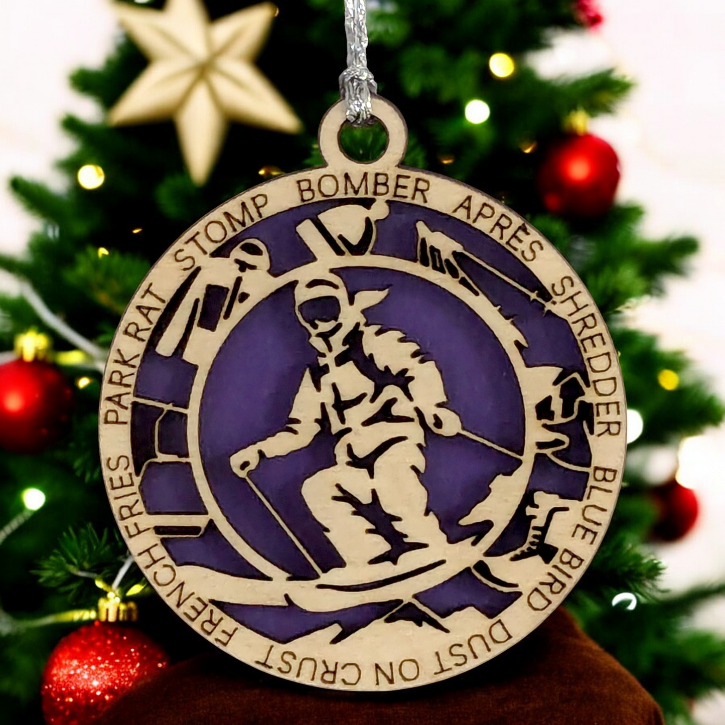 3" Laser Cut Handcrafted Wooden Personalized Female Skiing Christmas Ornament - Unique Ski Gift for Women - Customizable Holiday Tree Decor - Winter Sport Enthusiast Keepsake - Snow Skier Decoration