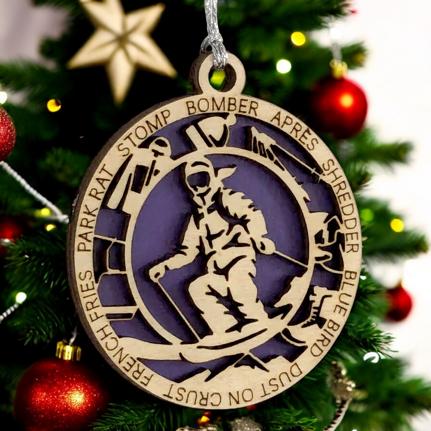 3" Laser Cut Handcrafted Wooden Personalized Female Skiing Christmas Ornament - Unique Ski Gift for Women - Customizable Holiday Tree Decor - Winter Sport Enthusiast Keepsake - Snow Skier Decoration