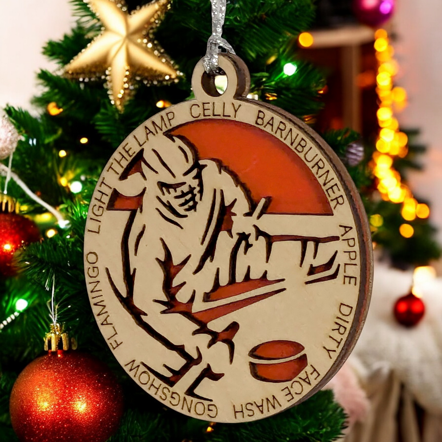 Personalized 3" Handcrafted Wooden Female Sledge Hockey Christmas Ornament - Laser Cut, Customizable Winter Sport Holiday Tree Decoration - Unique Gift for Female Athletes and Hockey Enthusiasts