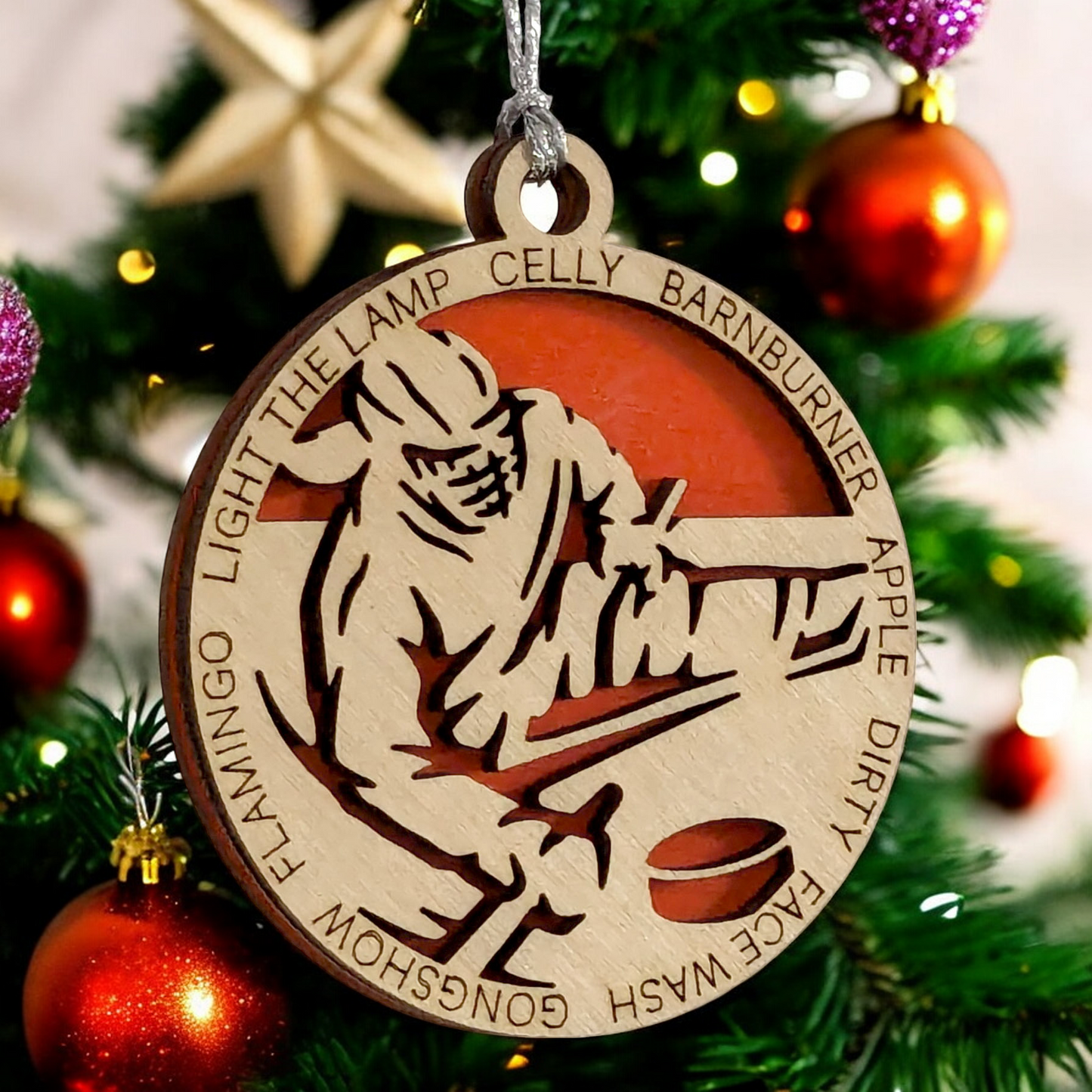 Personalized 3" Handcrafted Wooden Female Sledge Hockey Christmas Ornament - Laser Cut, Customizable Winter Sport Holiday Tree Decoration - Unique Gift for Female Athletes and Hockey Enthusiasts