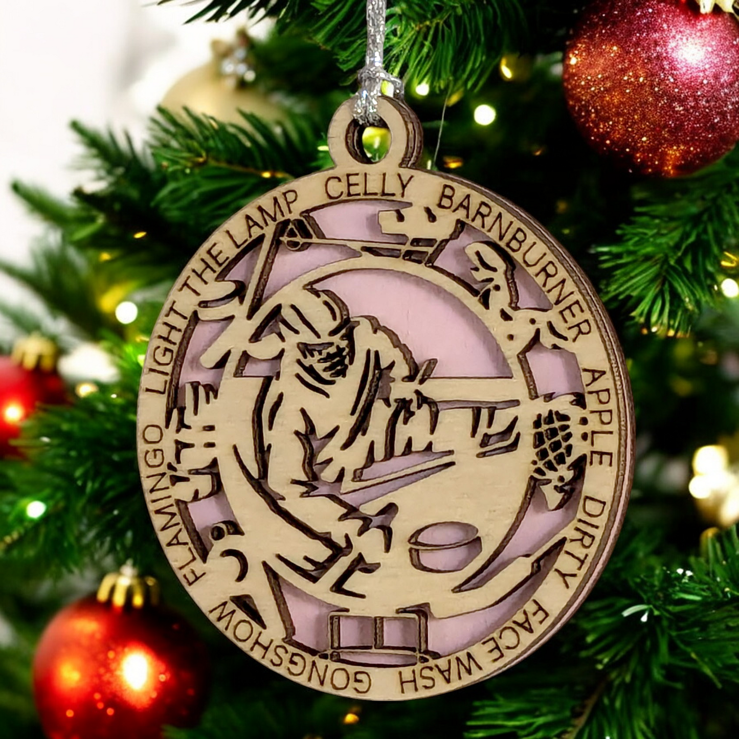 Personalized 3" Handcrafted Wooden Female Sledge Hockey Christmas Ornament - Laser Cut, Customizable Winter Sport Holiday Tree Decoration - Unique Gift for Female Athletes and Hockey Enthusiasts