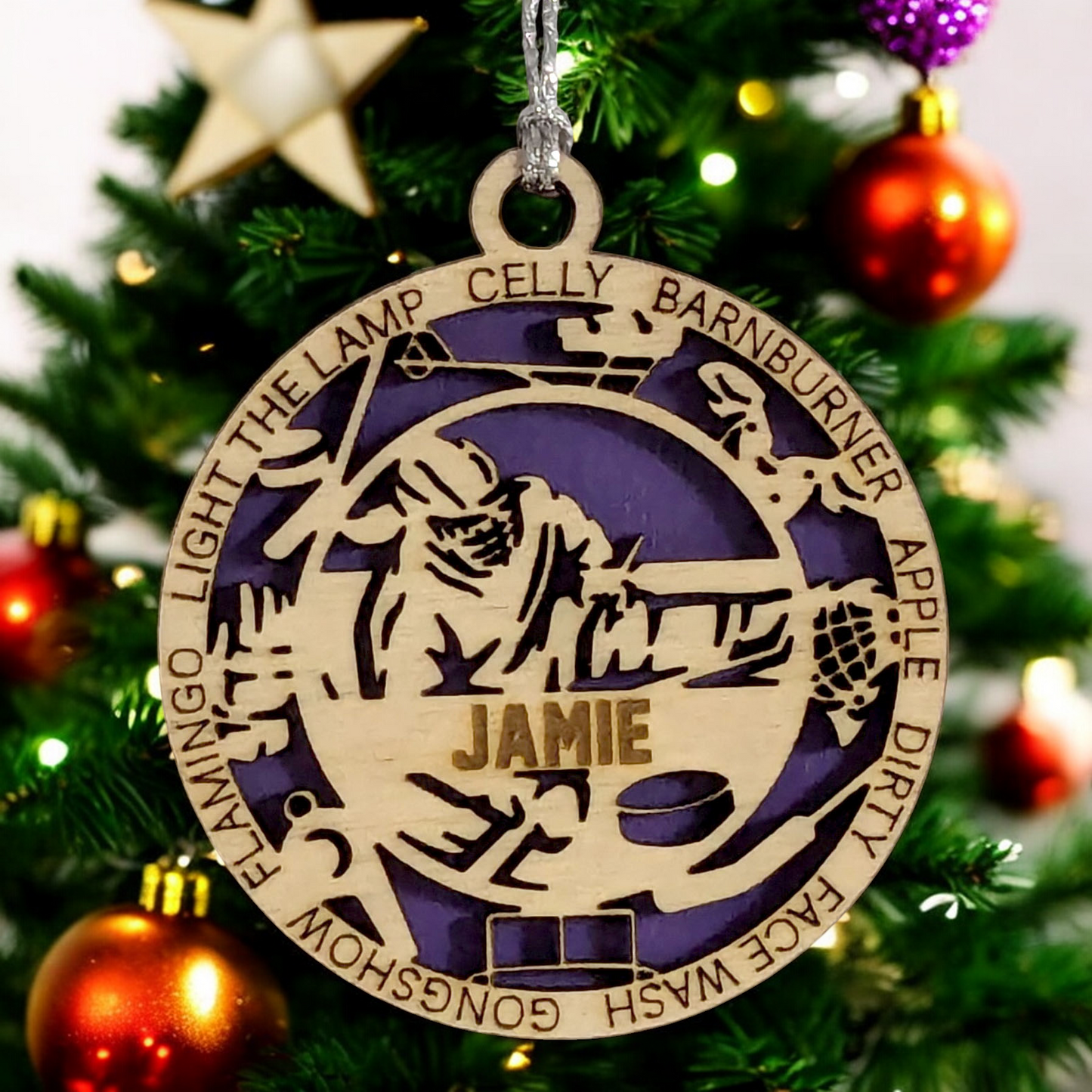 Personalized 3" Handcrafted Wooden Female Sledge Hockey Christmas Ornament - Laser Cut, Customizable Winter Sport Holiday Tree Decoration - Unique Gift for Female Athletes and Hockey Enthusiasts