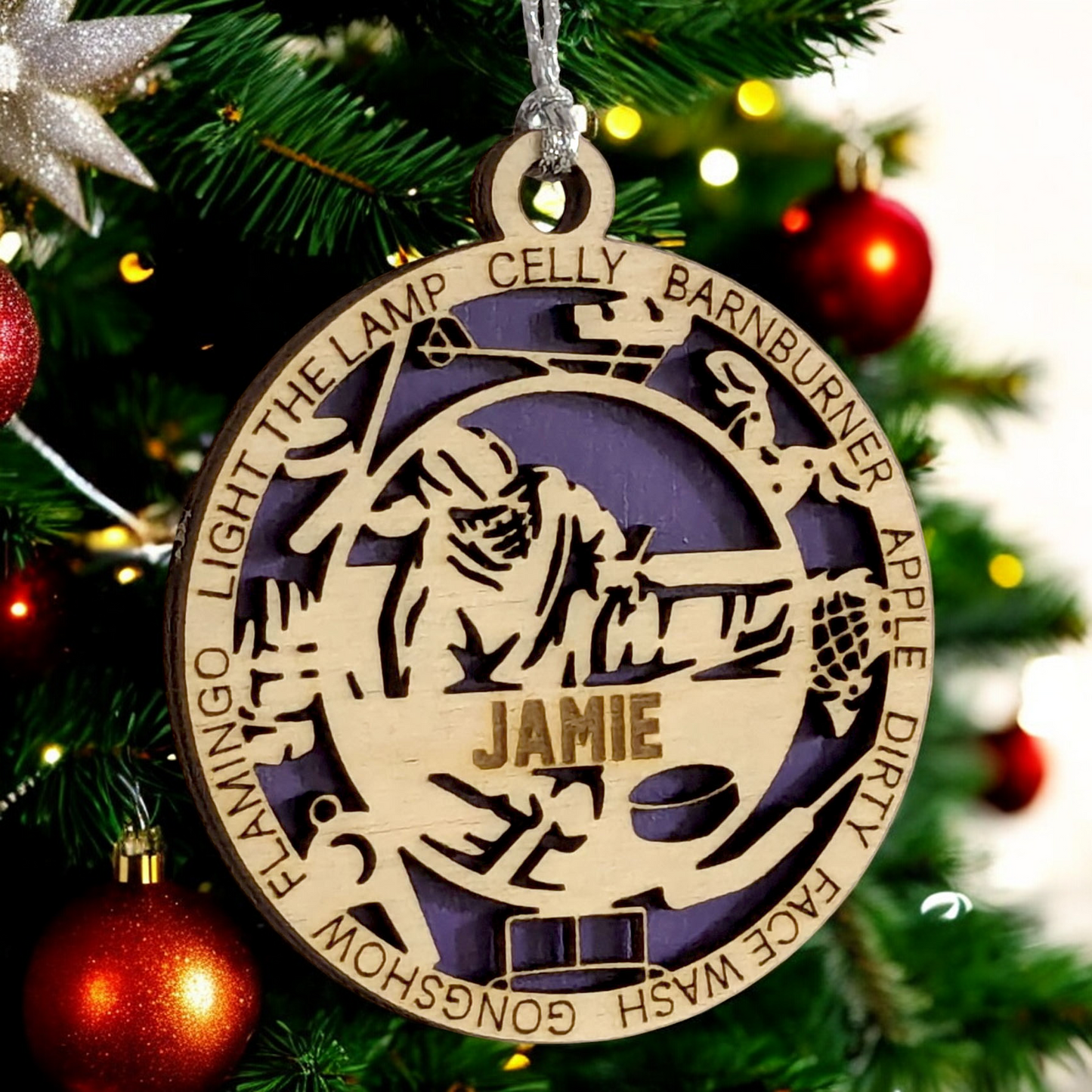 Personalized 3" Handcrafted Wooden Female Sledge Hockey Christmas Ornament - Laser Cut, Customizable Winter Sport Holiday Tree Decoration - Unique Gift for Female Athletes and Hockey Enthusiasts