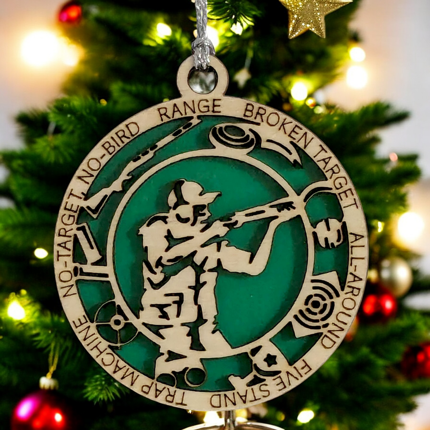 3" Handcrafted Wooden Personalized Female Trap Shooting Christmas Ornament - Custom Clay Target Shooter Holiday Decor