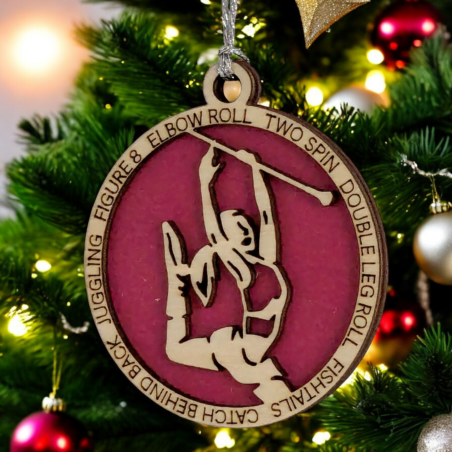 3" Handcrafted Wooden Personalized Female Twirler/Majorette Christmas Ornament - Custom Baton Twirling Holiday Decor