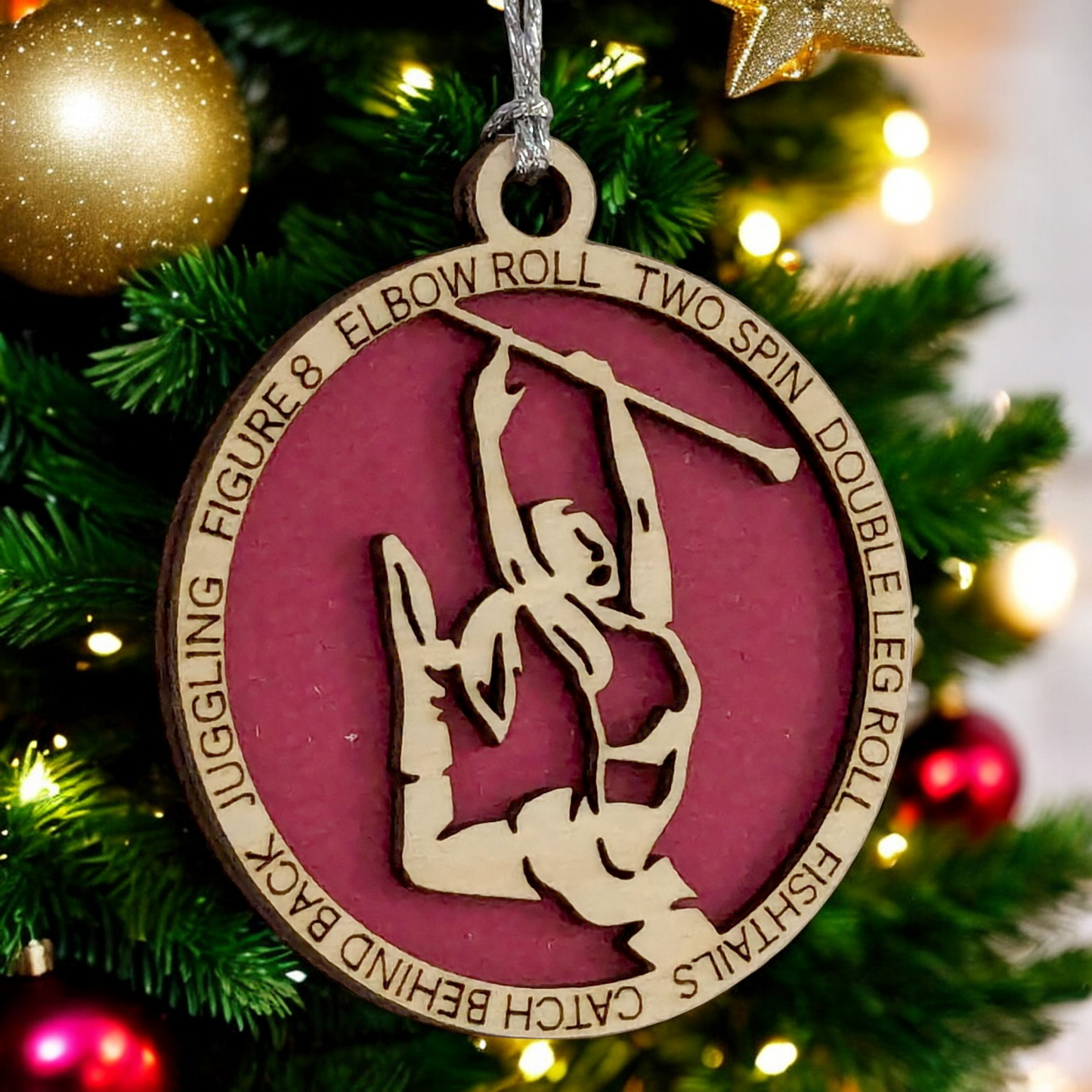 3" Handcrafted Wooden Personalized Female Twirler/Majorette Christmas Ornament - Custom Baton Twirling Holiday Decor