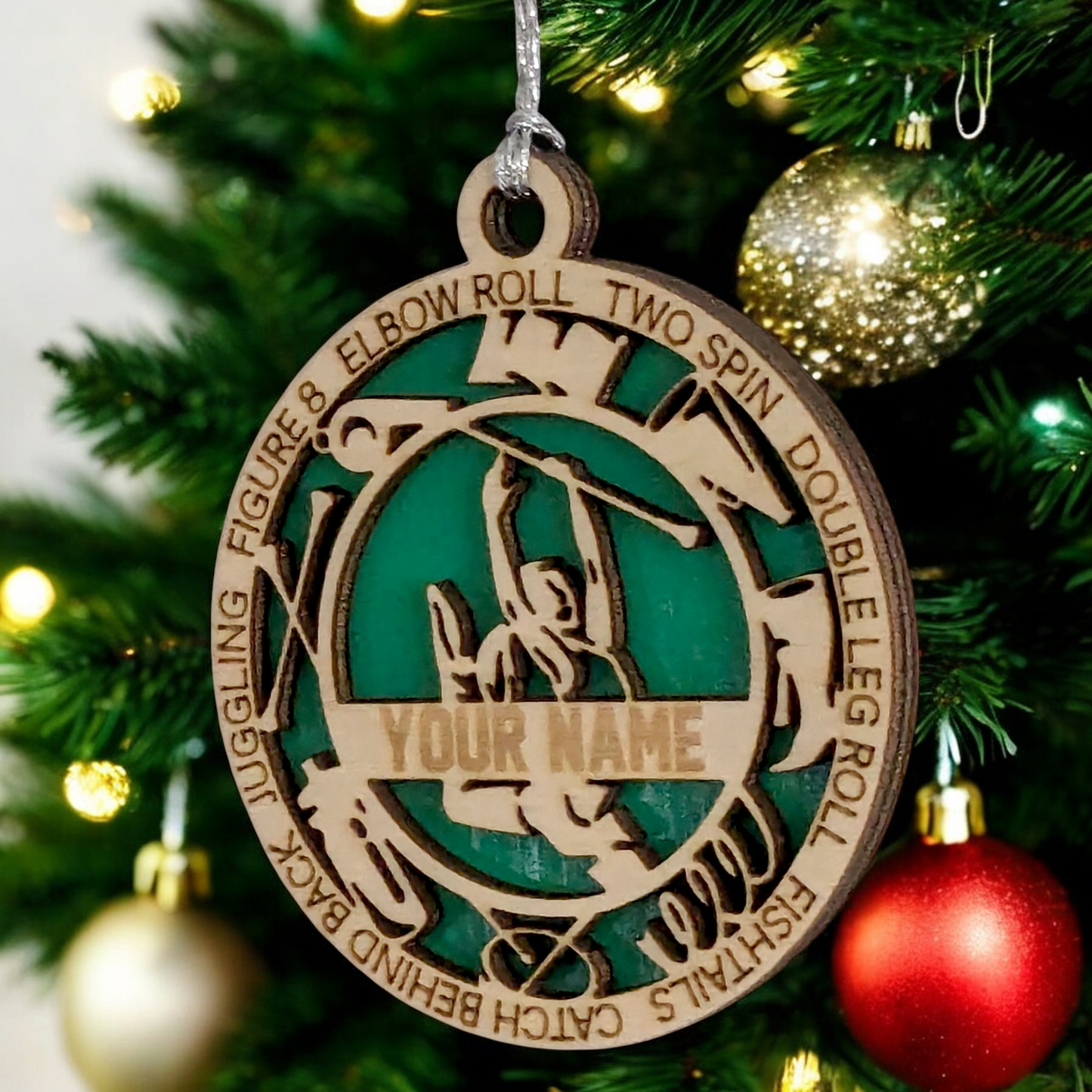 3" Handcrafted Wooden Personalized Female Twirler/Majorette Christmas Ornament - Custom Baton Twirling Holiday Decor